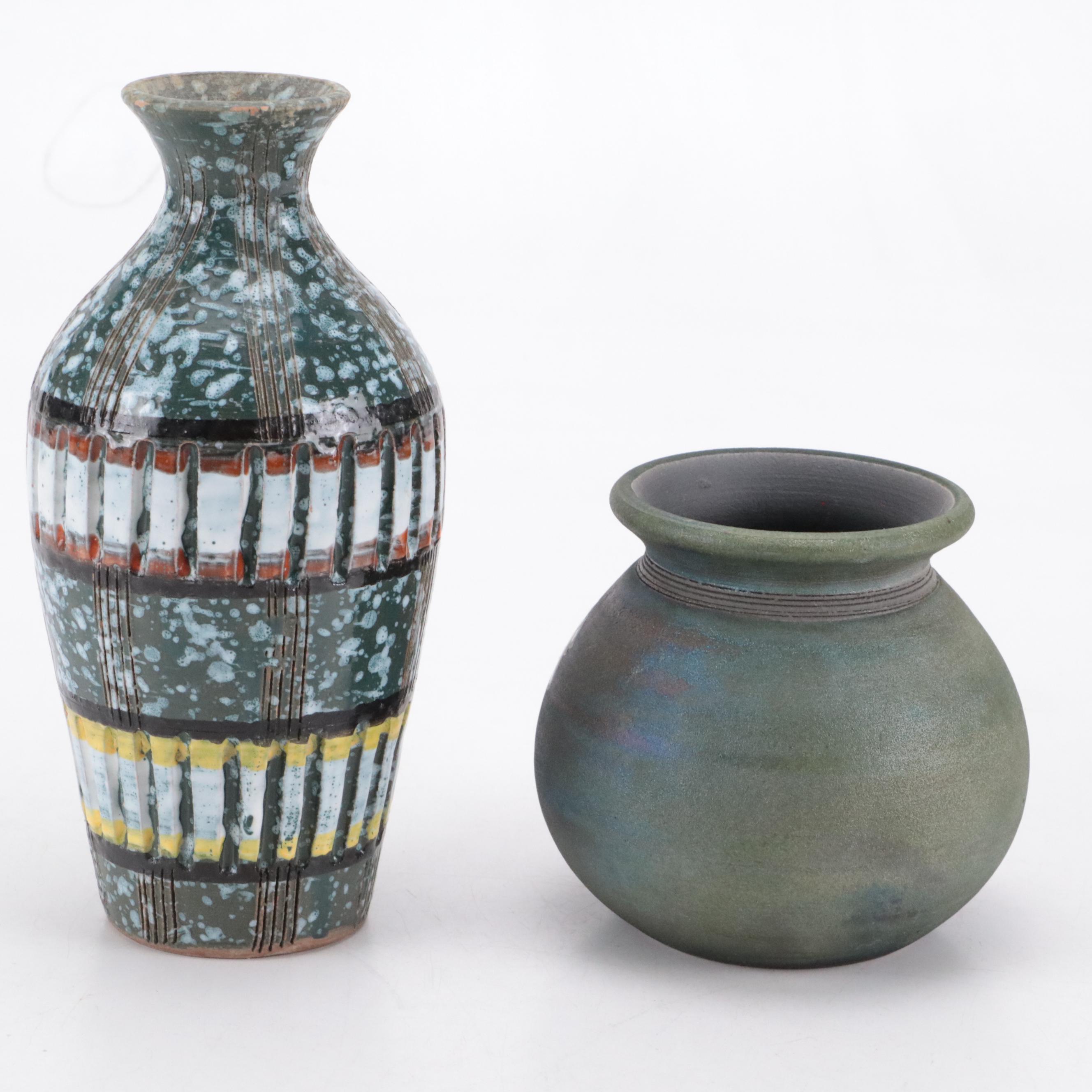 Jeremy Diller Raku Horses Pottery & Italian Bitossi Style Speckled