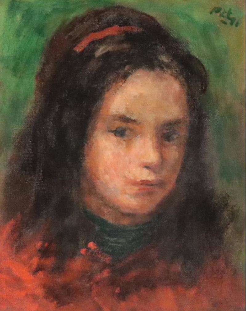 Robert Phillip Portrait Oil Painting "Head of a Young Girl," Mid 20th Century