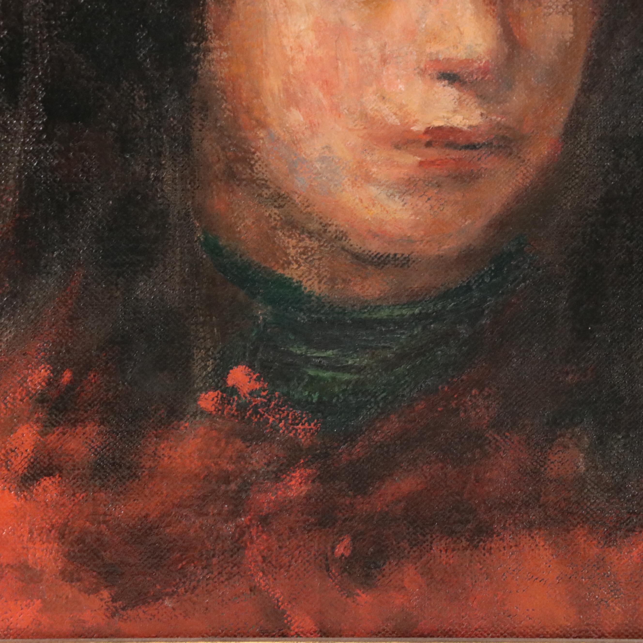 Robert Phillip Portrait Oil Painting "Head of a Young Girl," Mid 20th Century