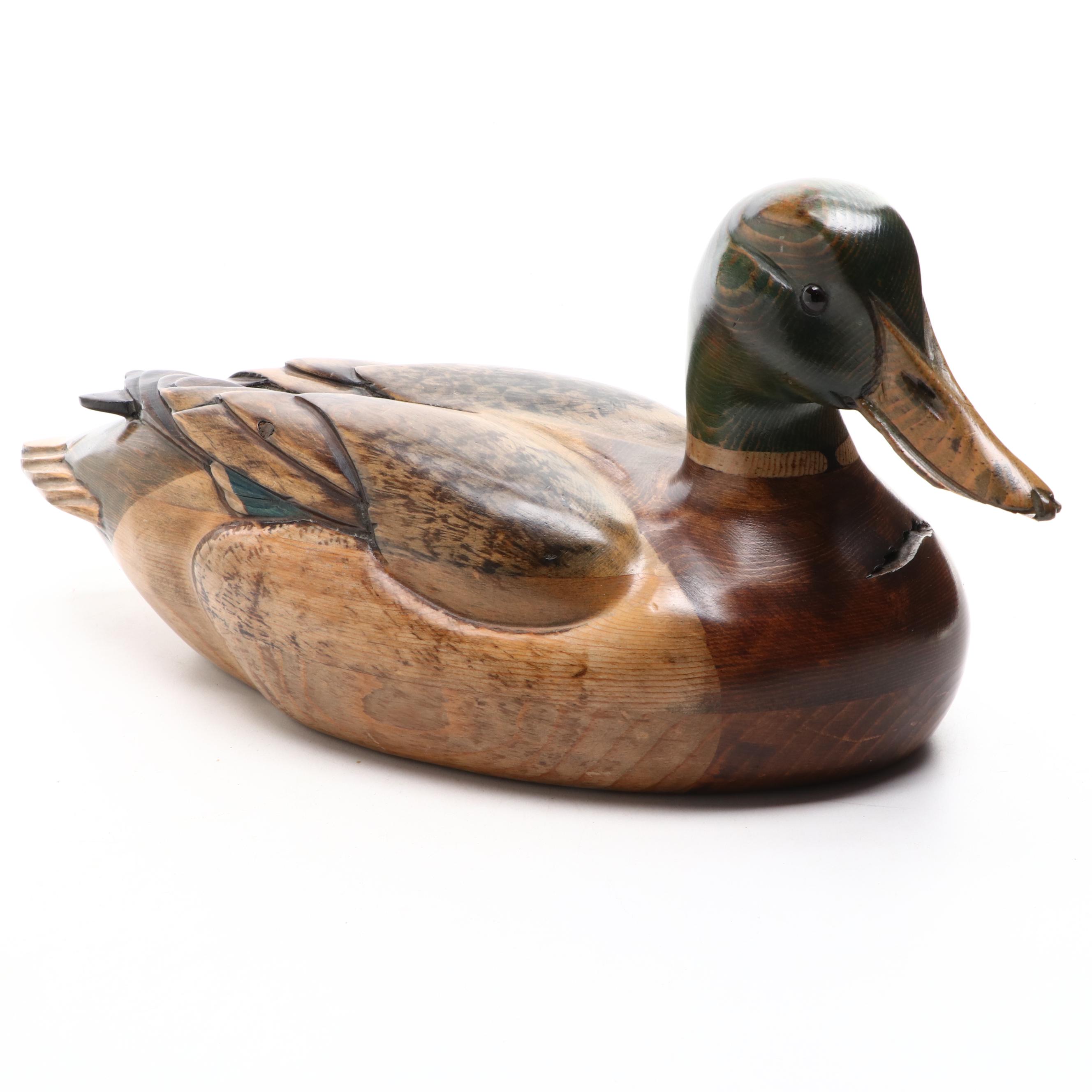 Tom Taber and John R. Fairfield Handcrafted Wooden Mallard Duck Decoy