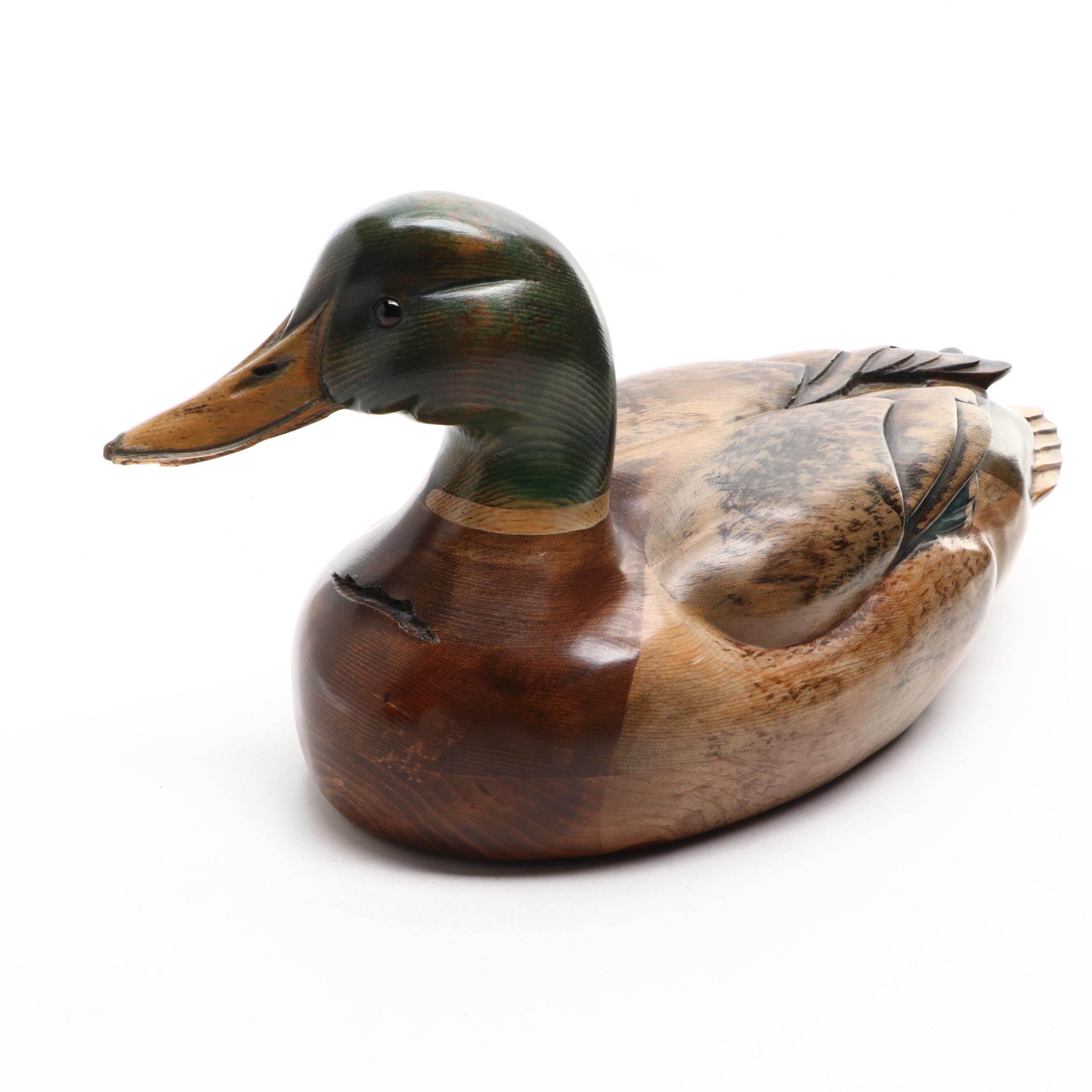 Tom Taber and John R. Fairfield Handcrafted Wooden Mallard Duck Decoy