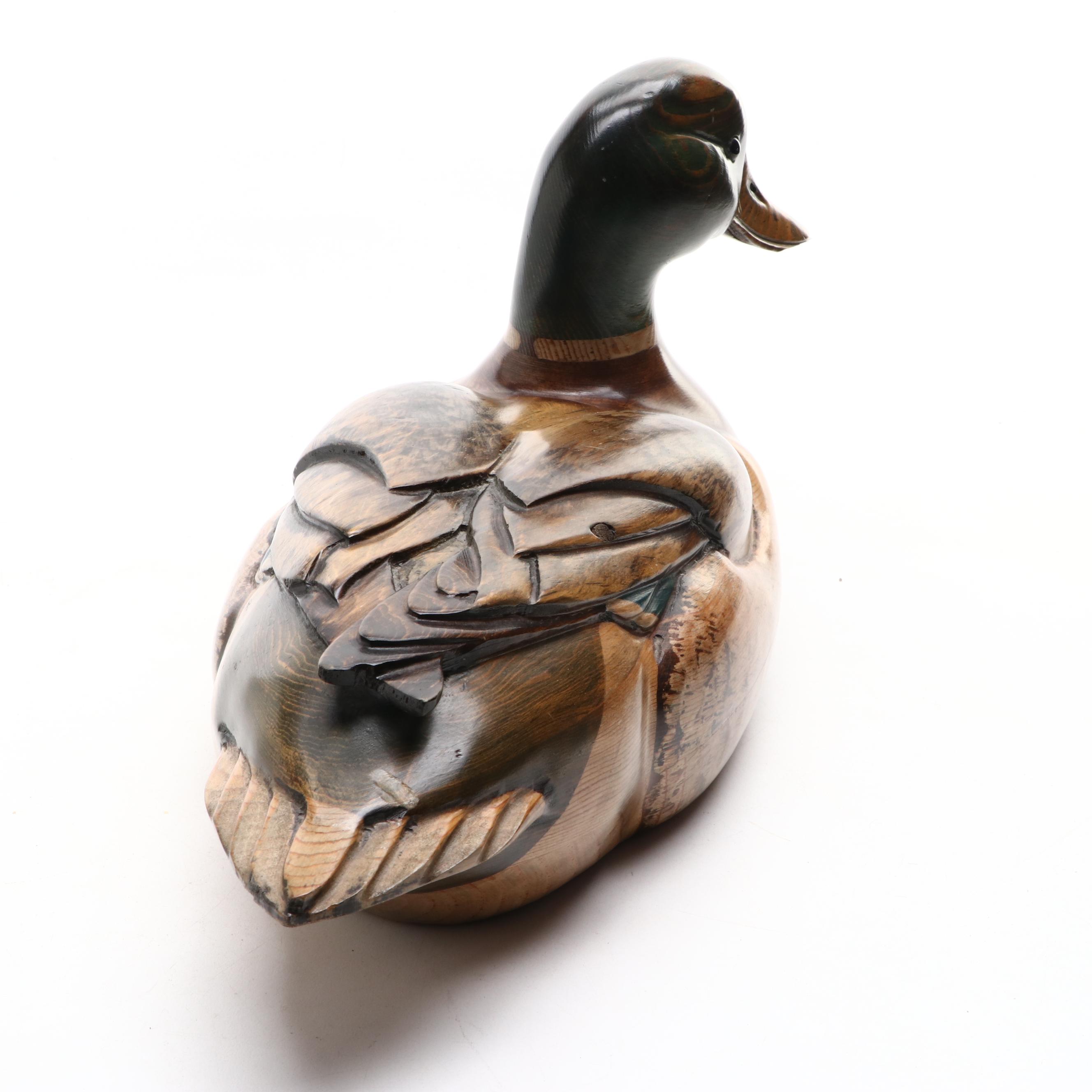Tom Taber and John R. Fairfield Handcrafted Wooden Mallard Duck Decoy