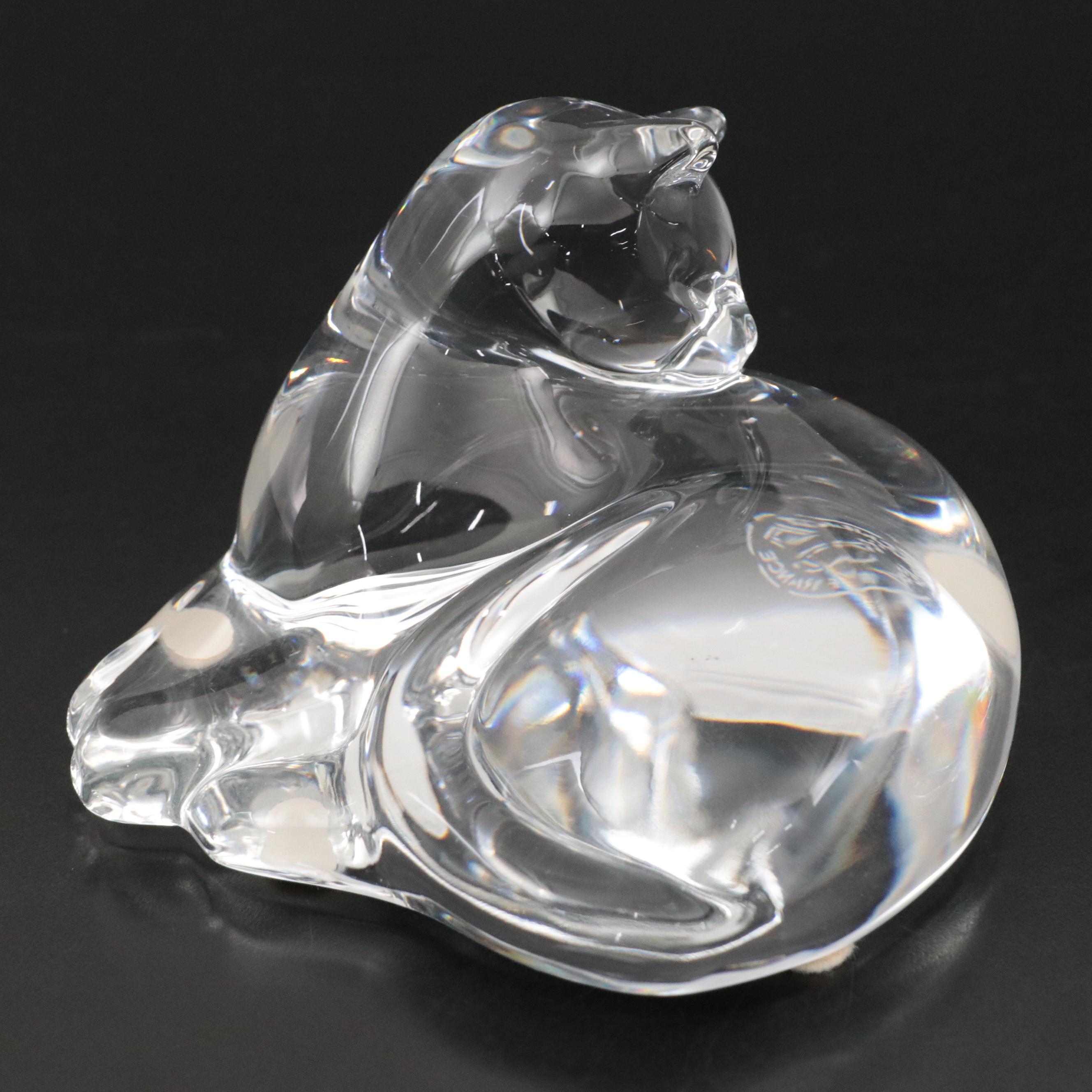 Baccarat and Val St. Lambert Crystal Cat Figurines