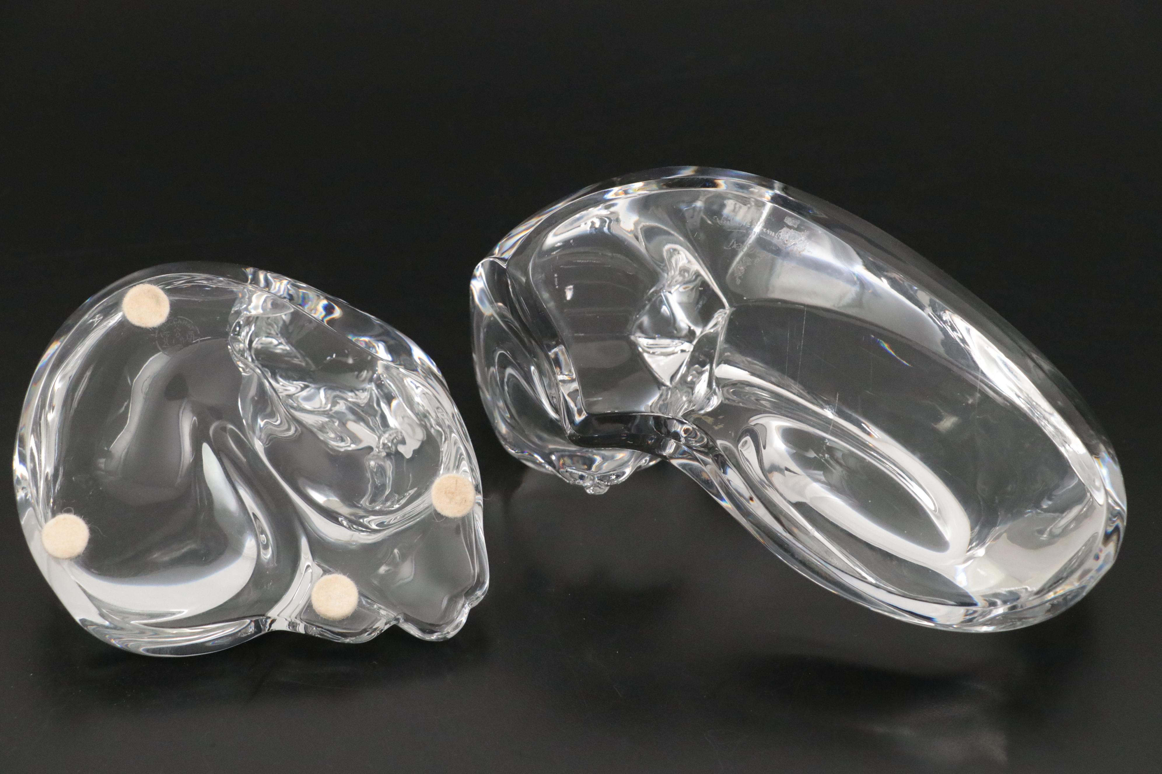Baccarat and Val St. Lambert Crystal Cat Figurines