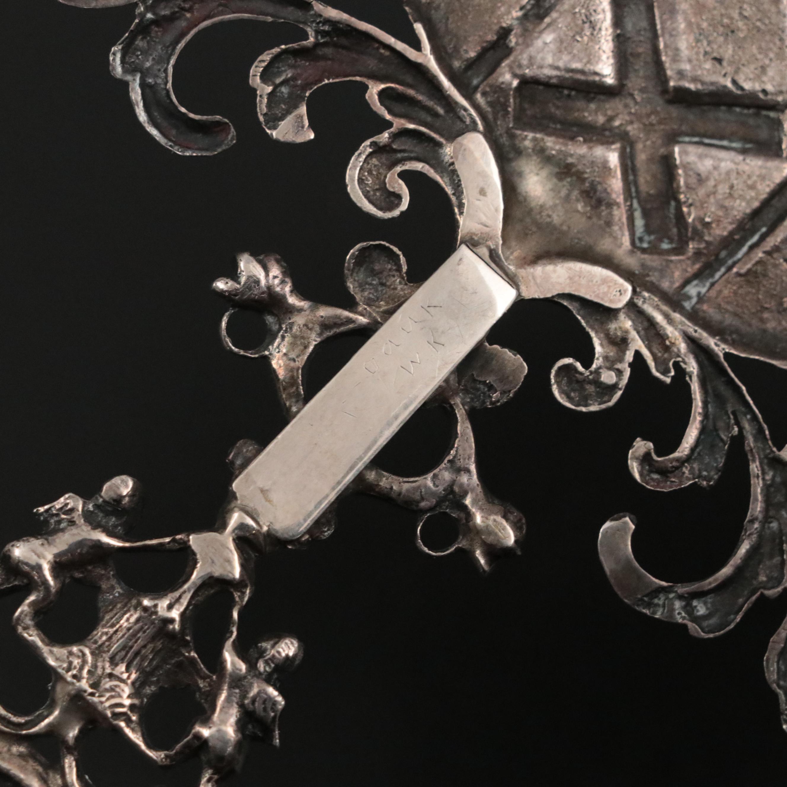 Dutch Baroque Silver 800 Spoon with Ornate Amsterdam Coat of Arms Handle