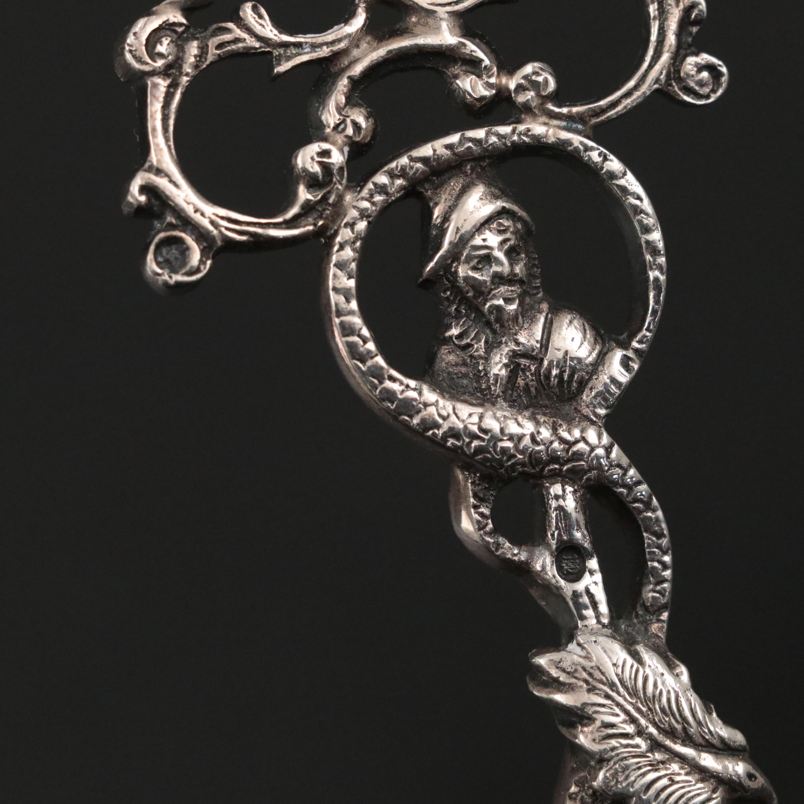 Dutch Baroque Silver 800 Spoon with Ornate Amsterdam Coat of Arms Handle