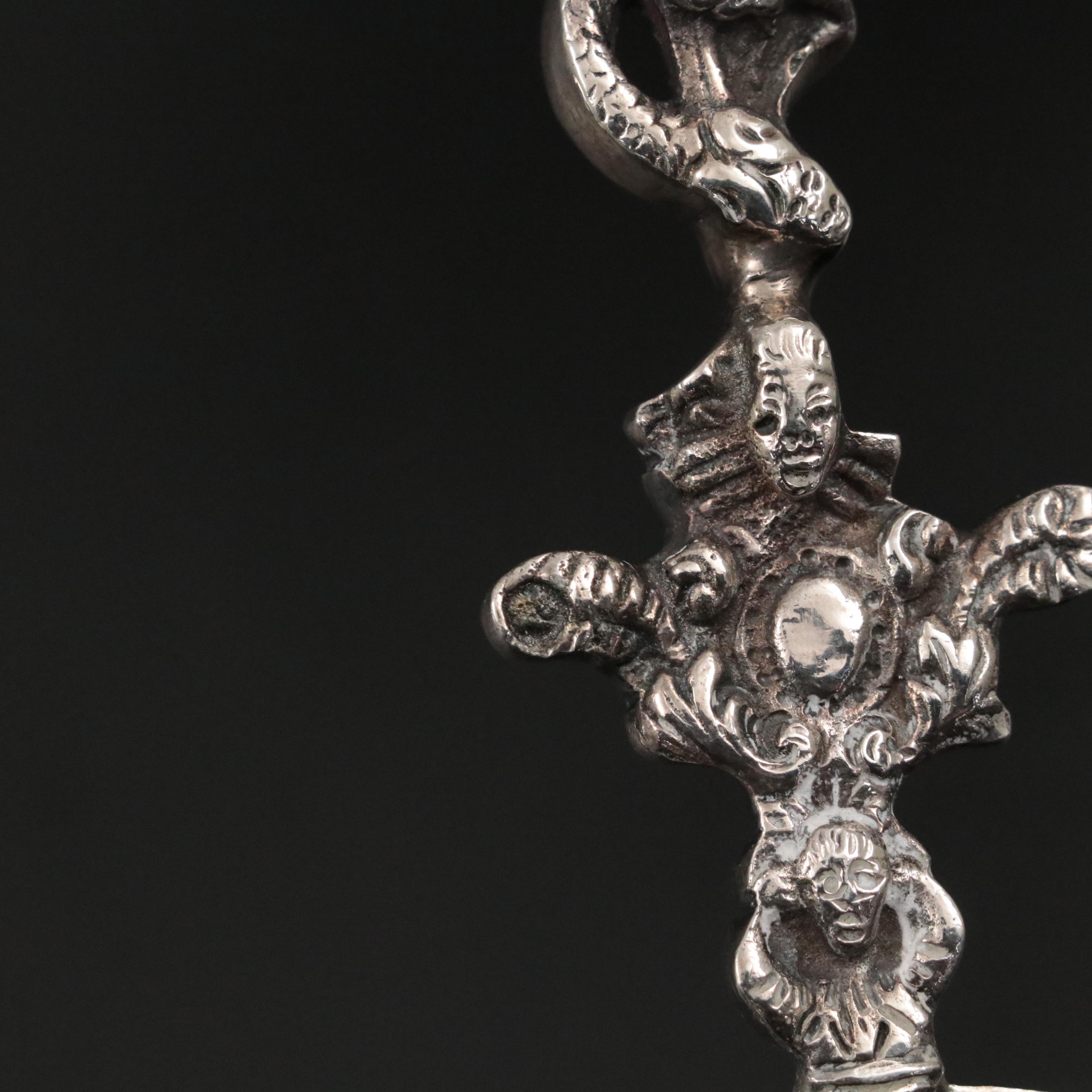 Dutch Baroque Silver 800 Spoon with Ornate Amsterdam Coat of Arms Handle
