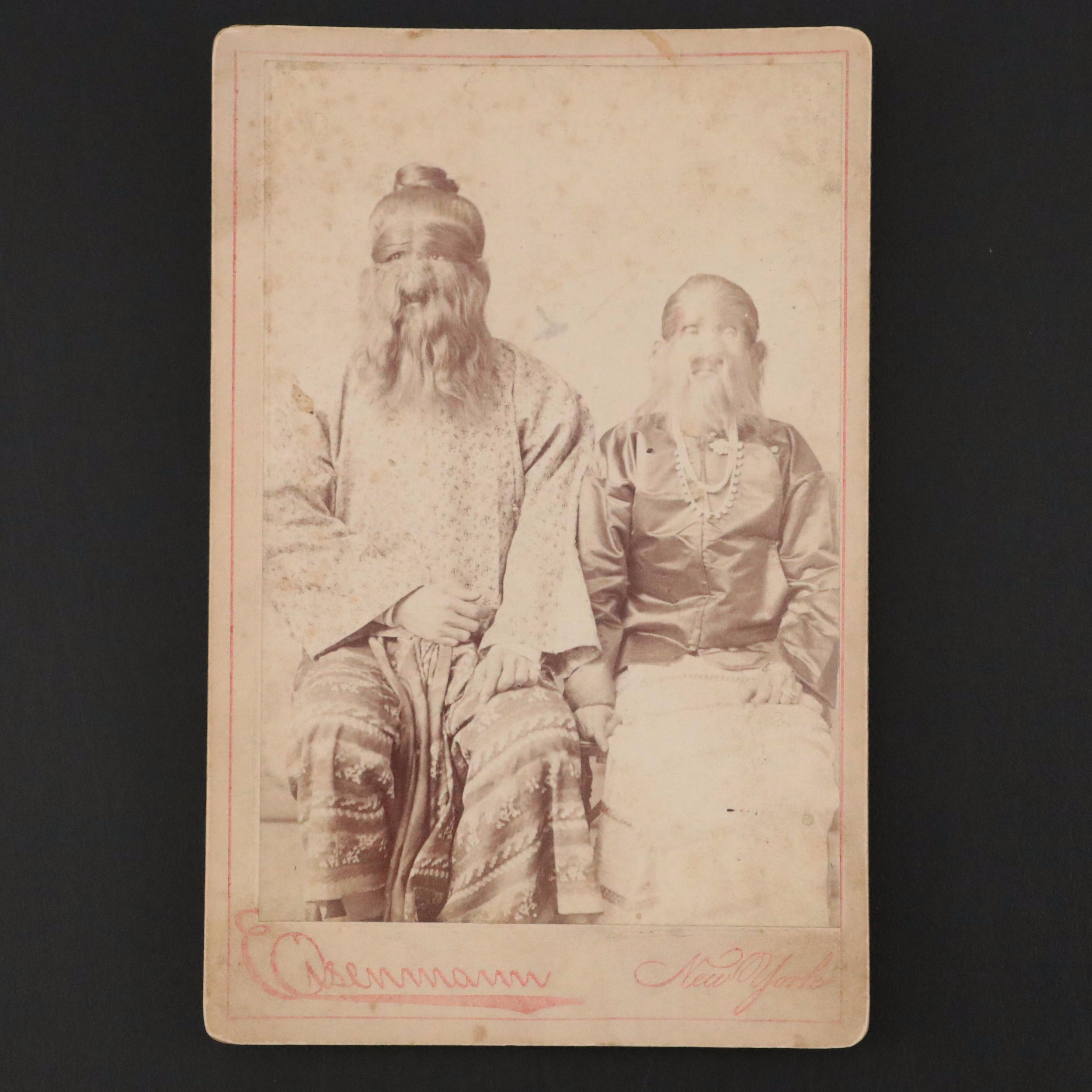 Cabinet Card of Moung Phoset and Mah Phoon, The Sacred Hairy Family of Burma