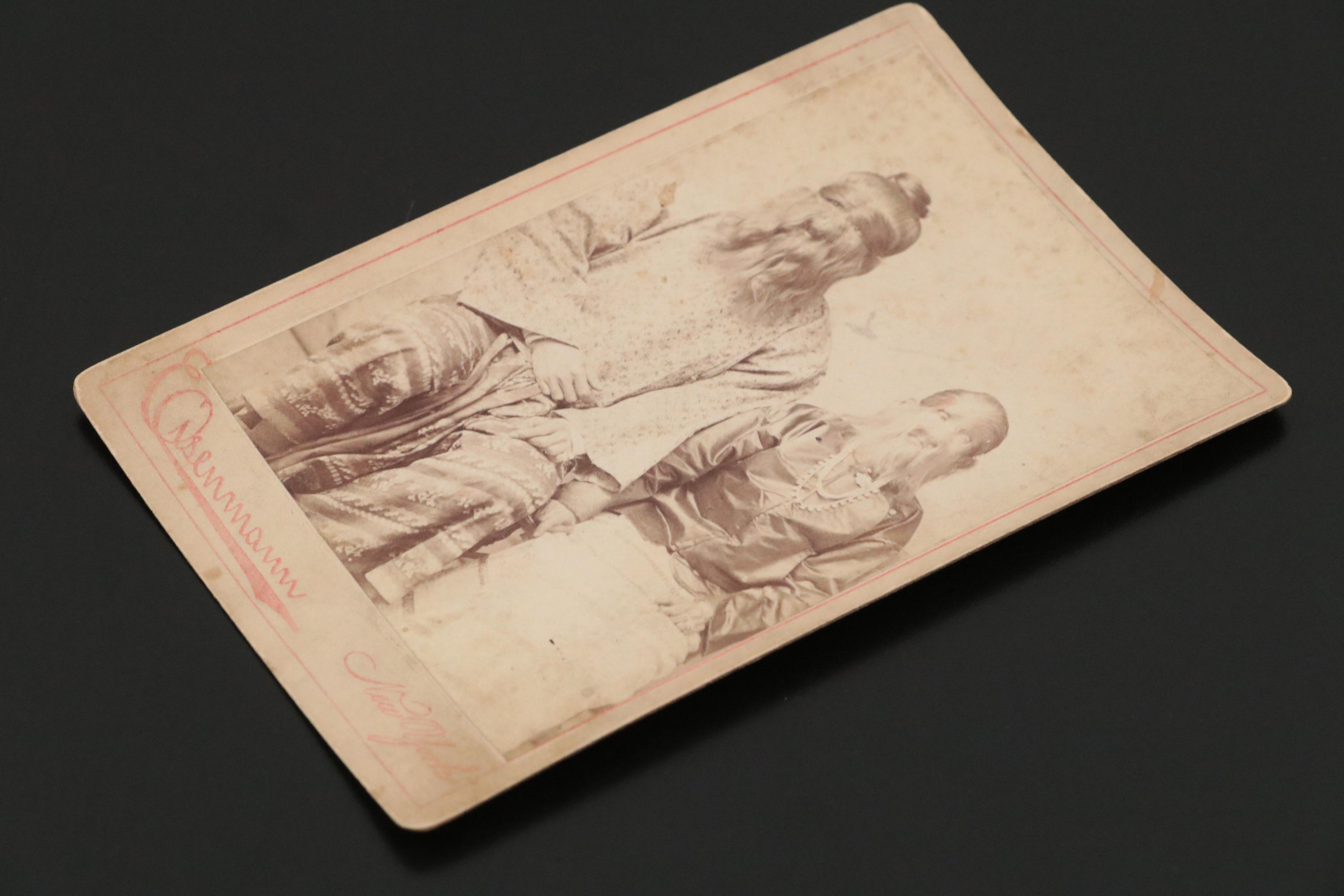 Cabinet Card of Moung Phoset and Mah Phoon, The Sacred Hairy Family of Burma