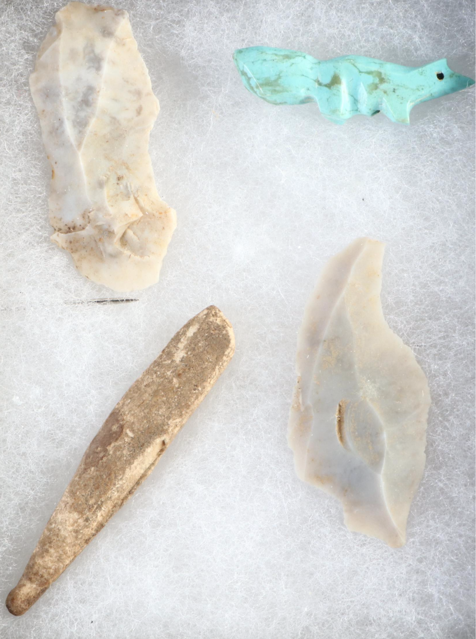 North American Turquoise Beads with Knapped Stone and Bone Tools