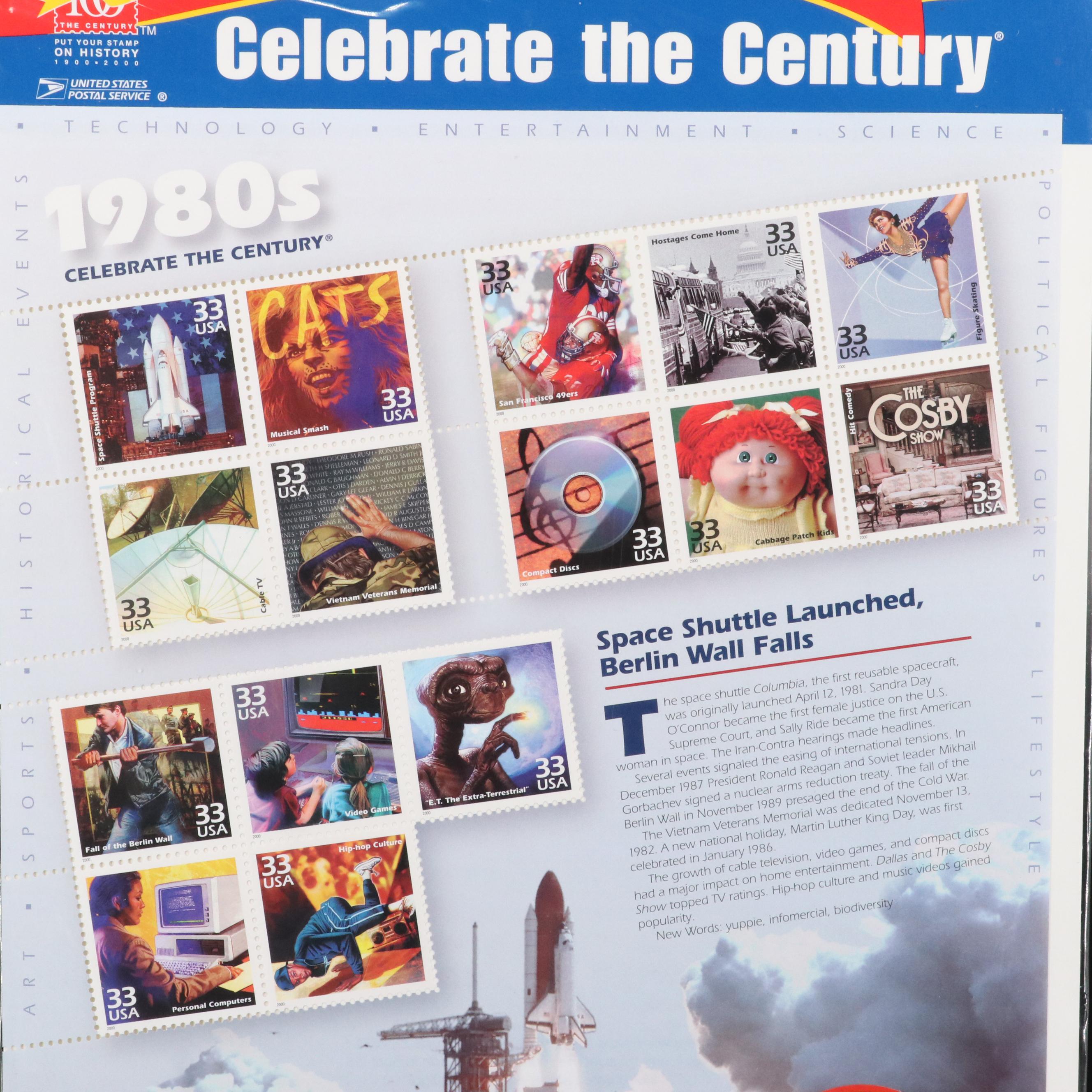 Mint U.S. Postage Stamps in Original Mint Packages With "Celebrate the Century"