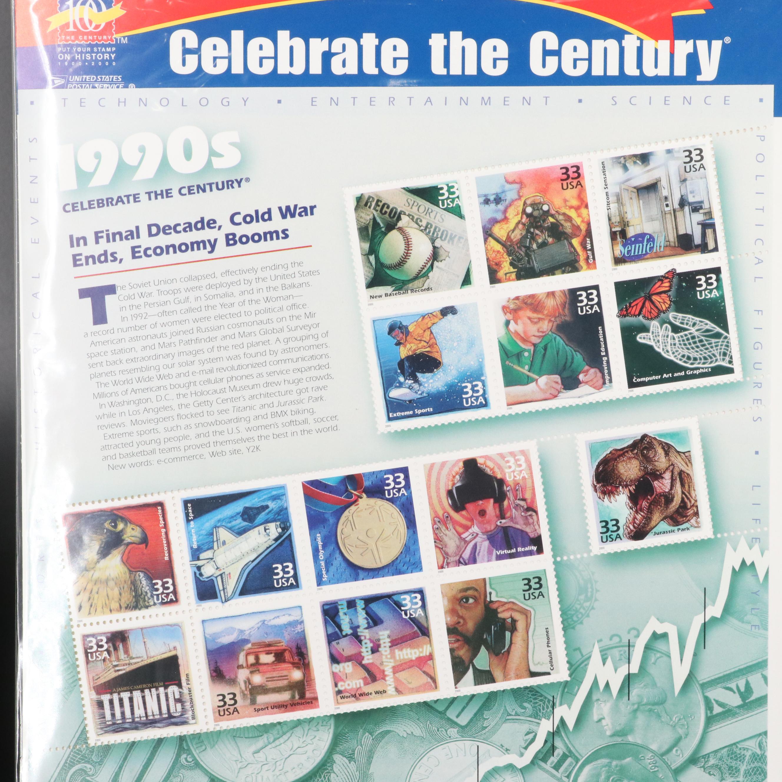 Mint U.S. Postage Stamps in Original Mint Packages With "Celebrate the Century"