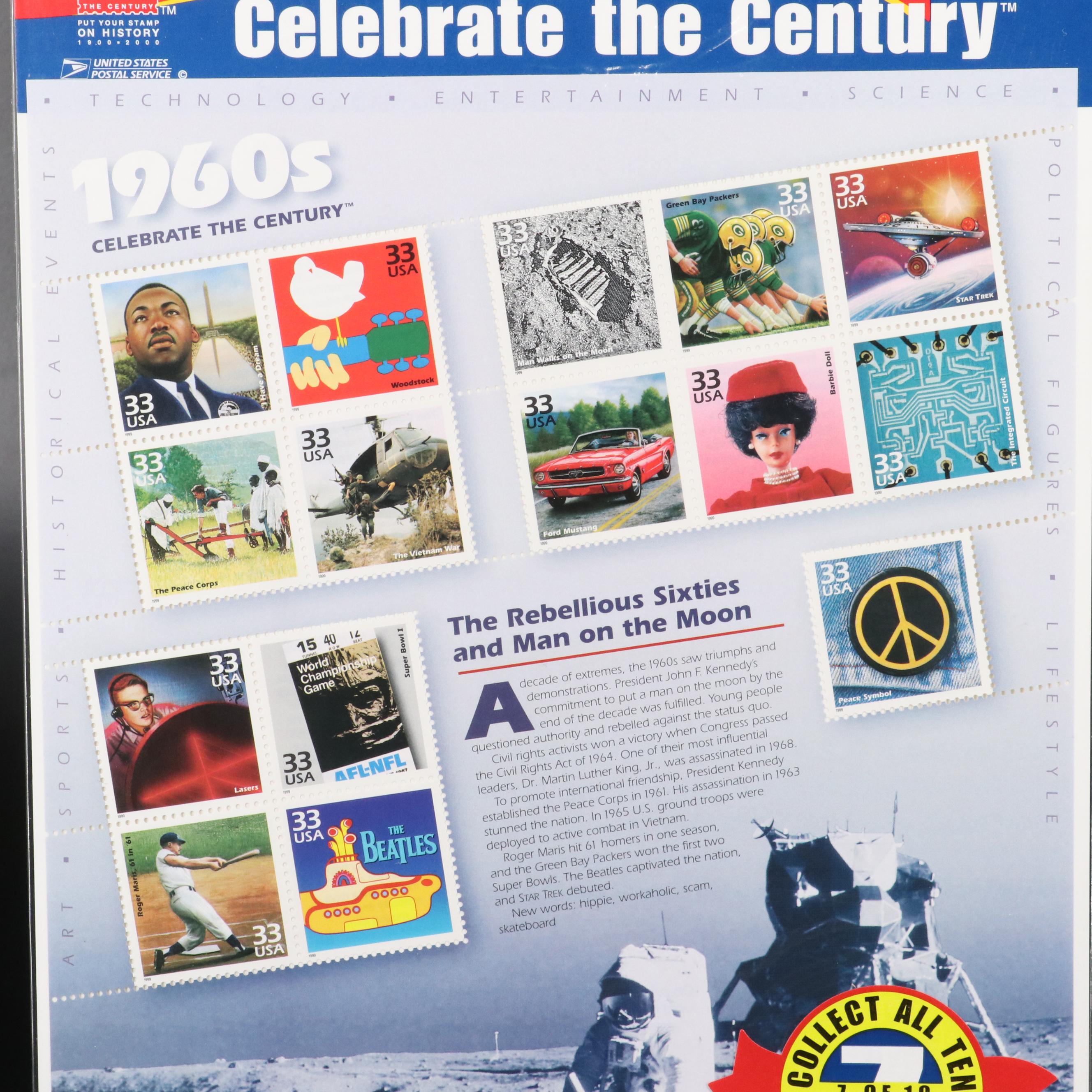 Mint U.S. Postage Stamps in Original Mint Packages With "Celebrate the Century"