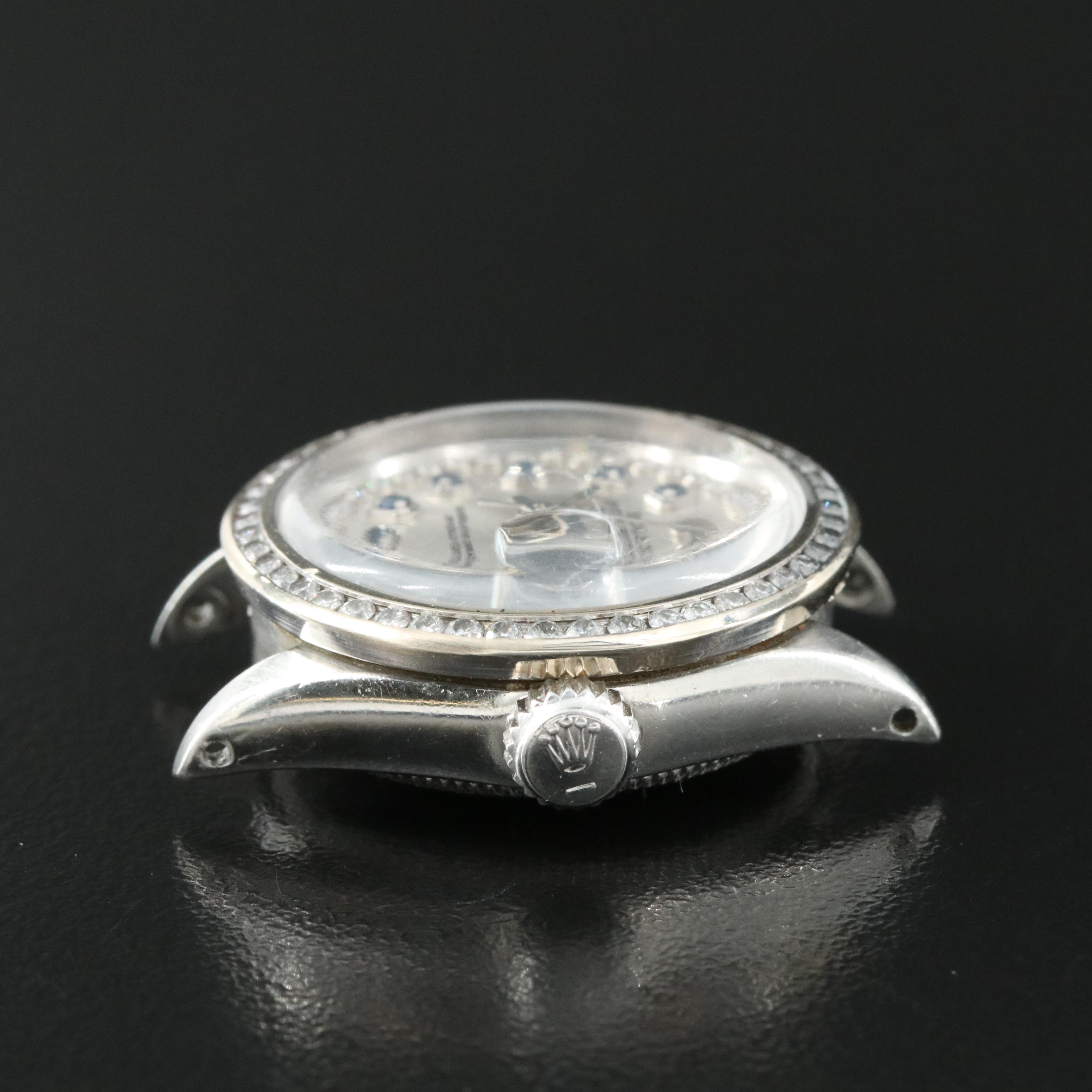 1970 Rolex Custom 1.01 CTW Diamond and Sapphire Datejust Watch