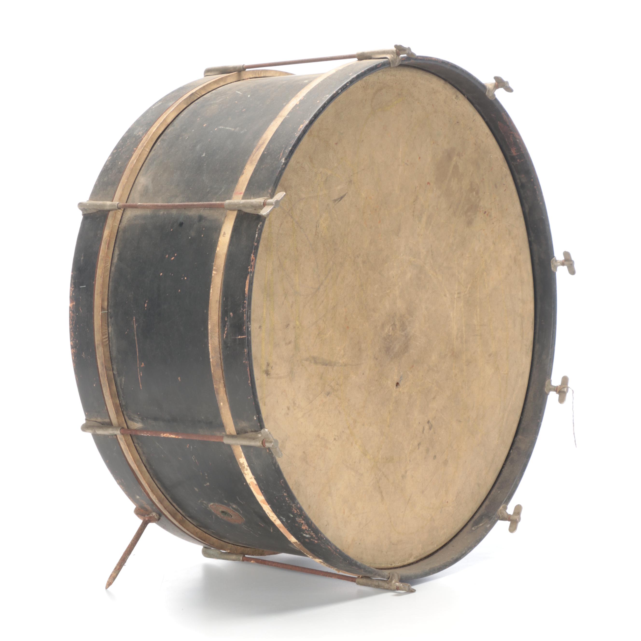 Slingerland Hide-Head Bass Drum, Early to Mid 20th Century