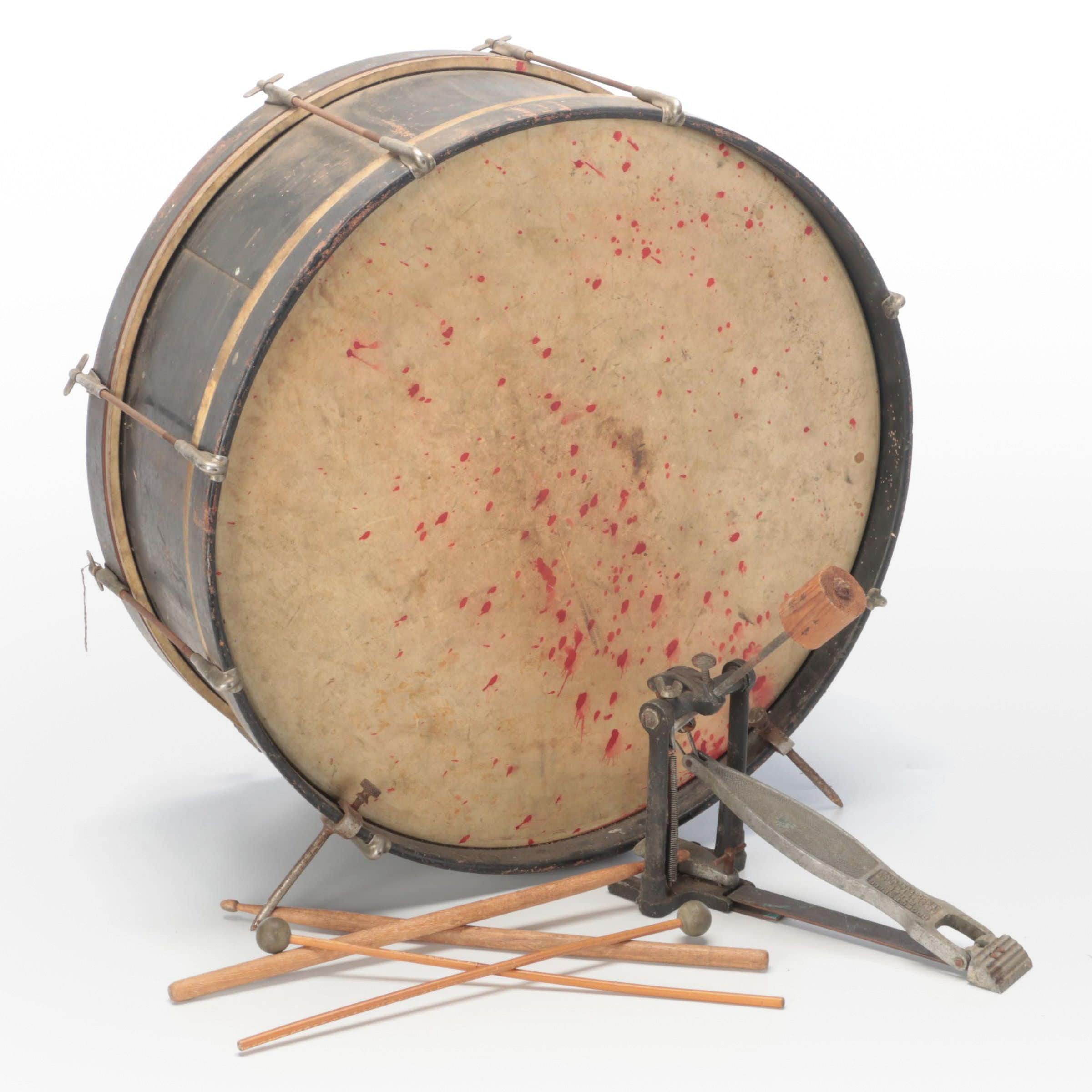 Slingerland Hide-Head Bass Drum, Early to Mid 20th Century