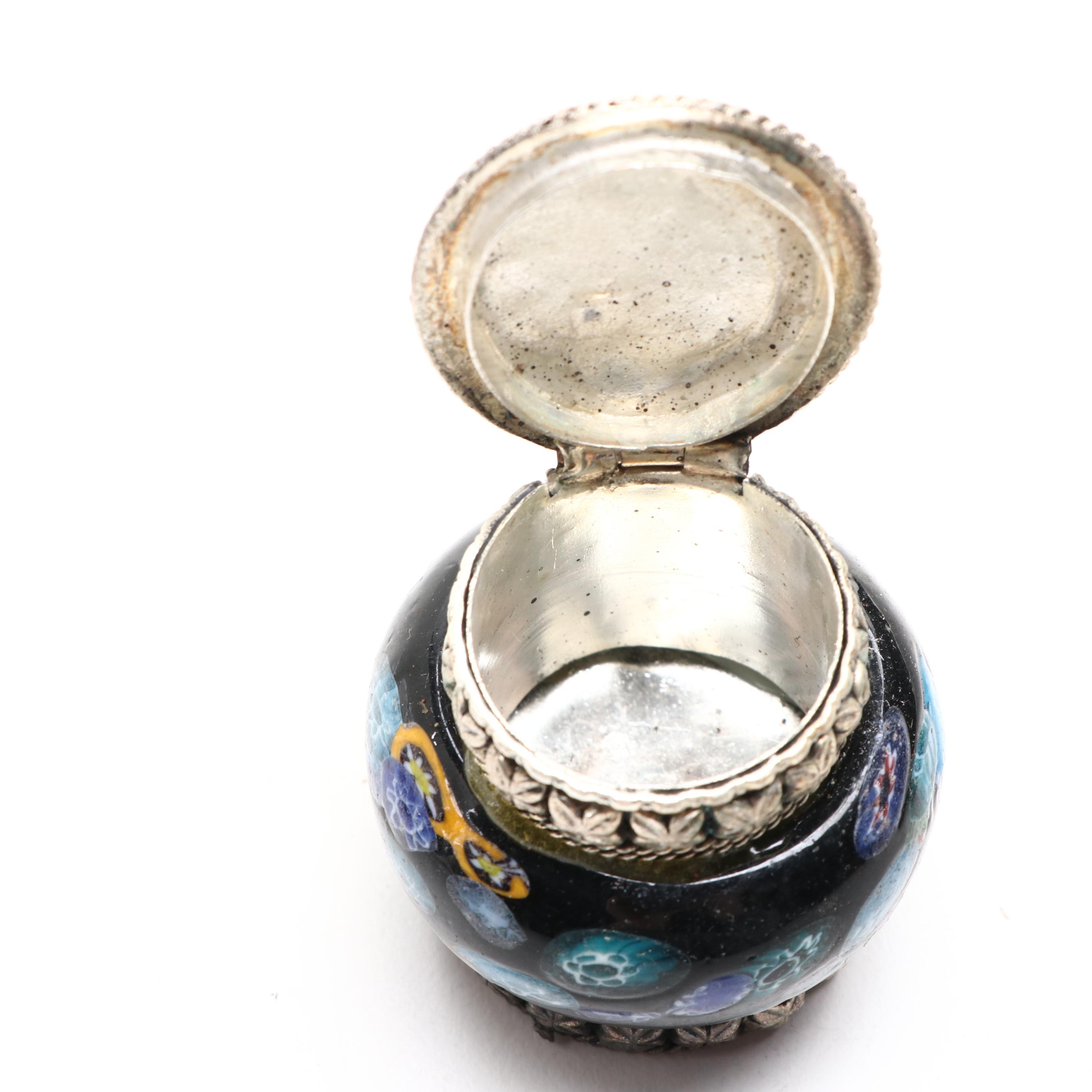 Chinese Style Lacquerware Box, Brush Pot with Metal Trinket Boxes