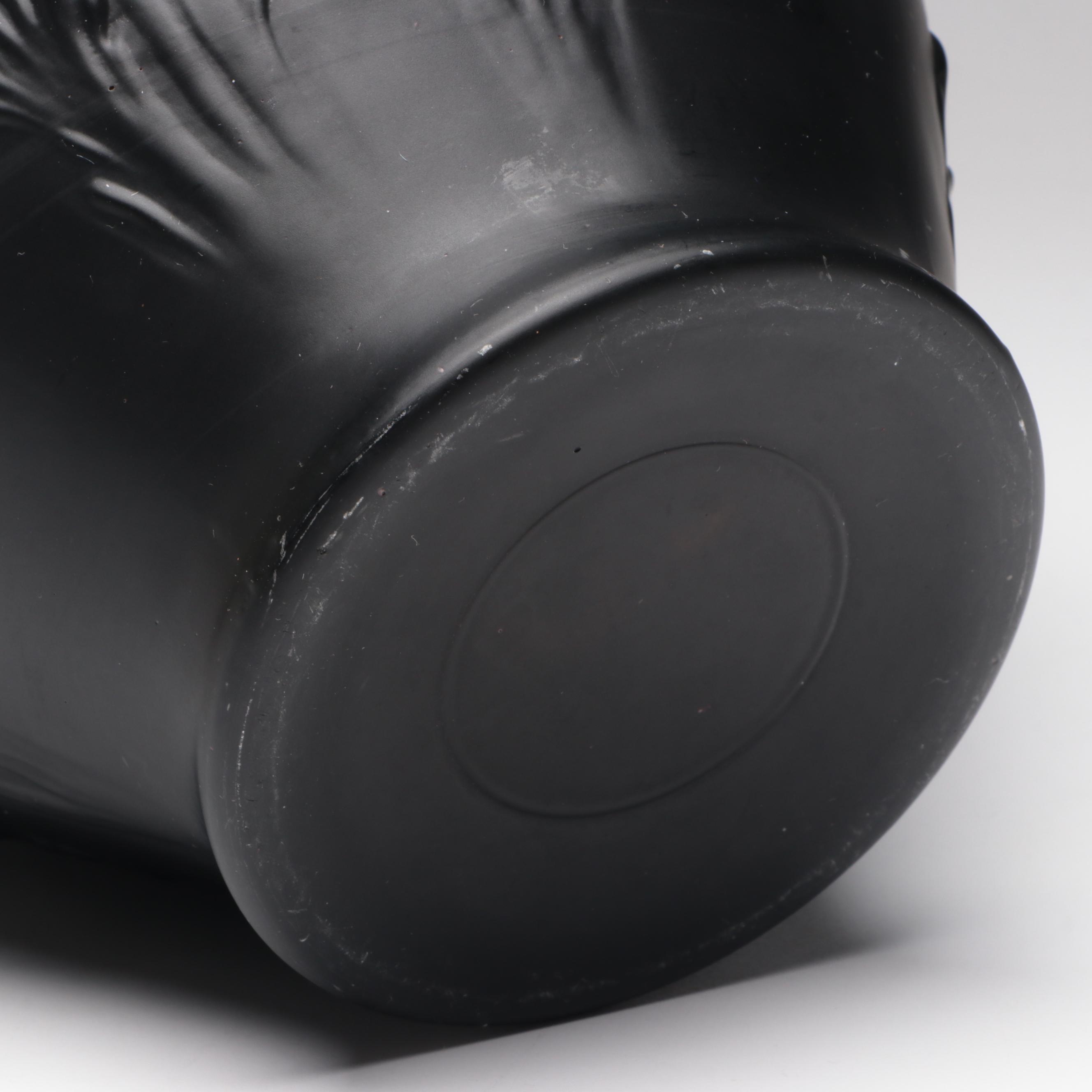 Tiffin Black Satin Glass "Poppy" Vase with Phoenix and Consolidated Glass Vase