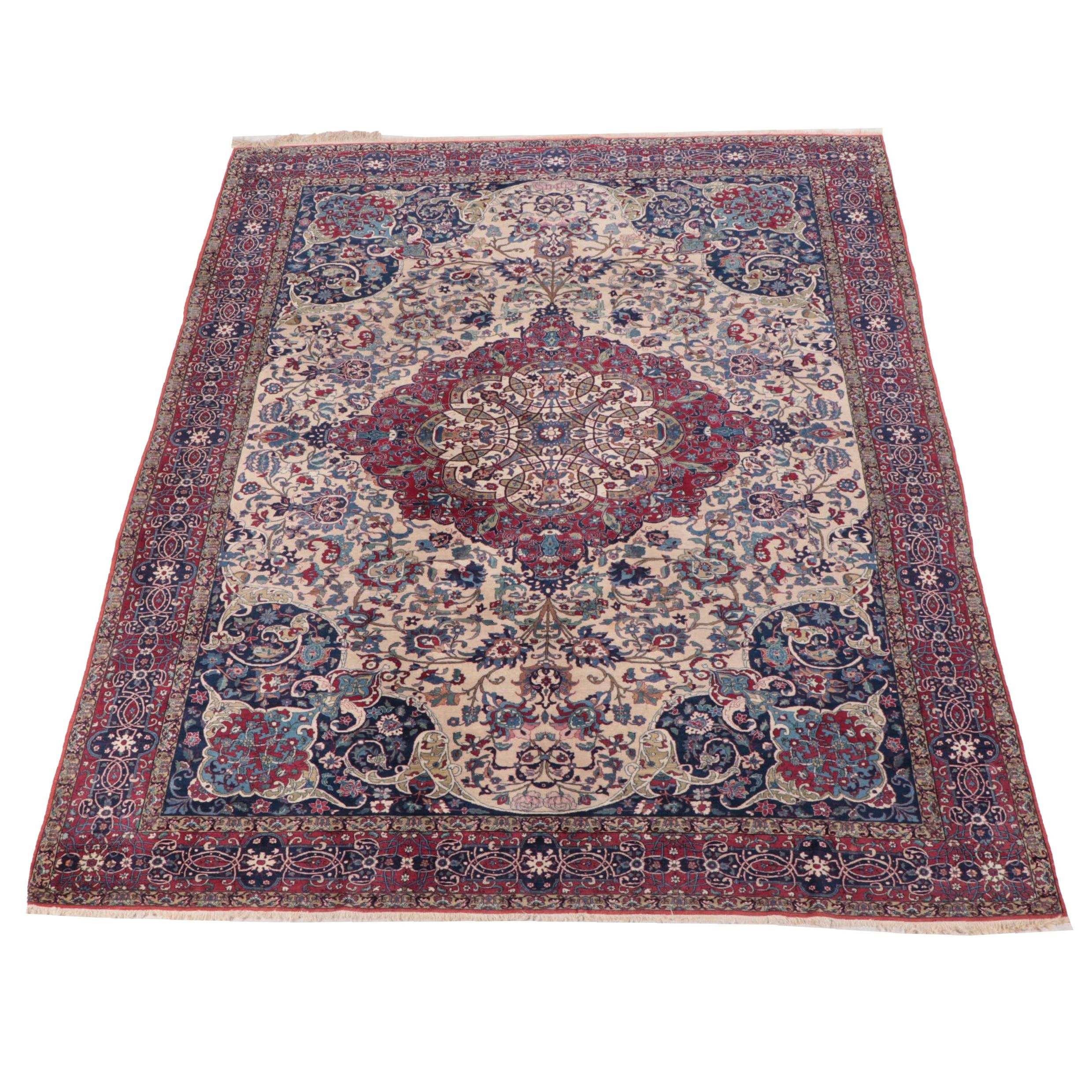 9' x 12'7 Hand-Knotted Persian Mashhad Room Sized Rug