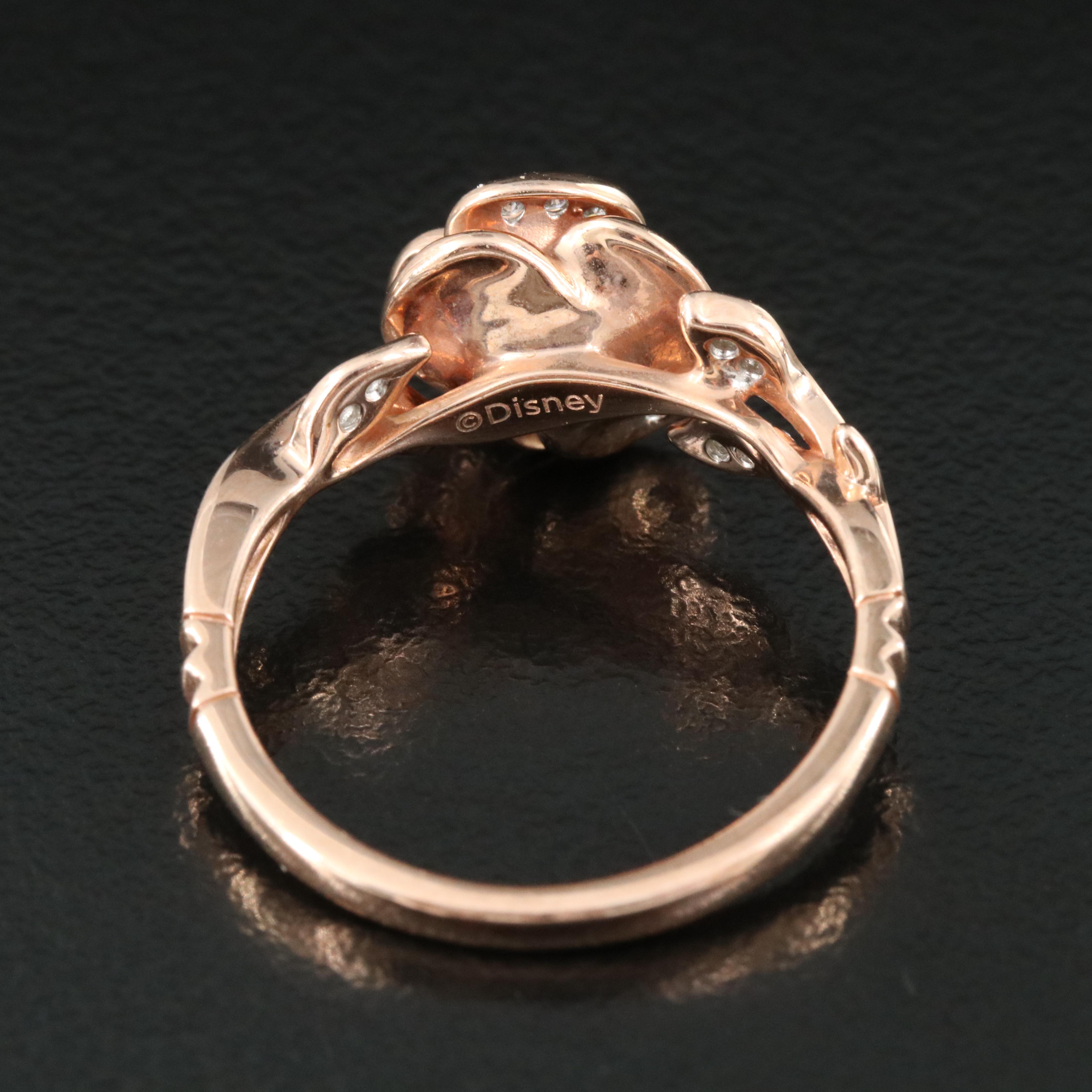 Enchanted Disney "Beauty and the Beast" 10K Rose Gold 0.10 CTW Diamond Rose Ring