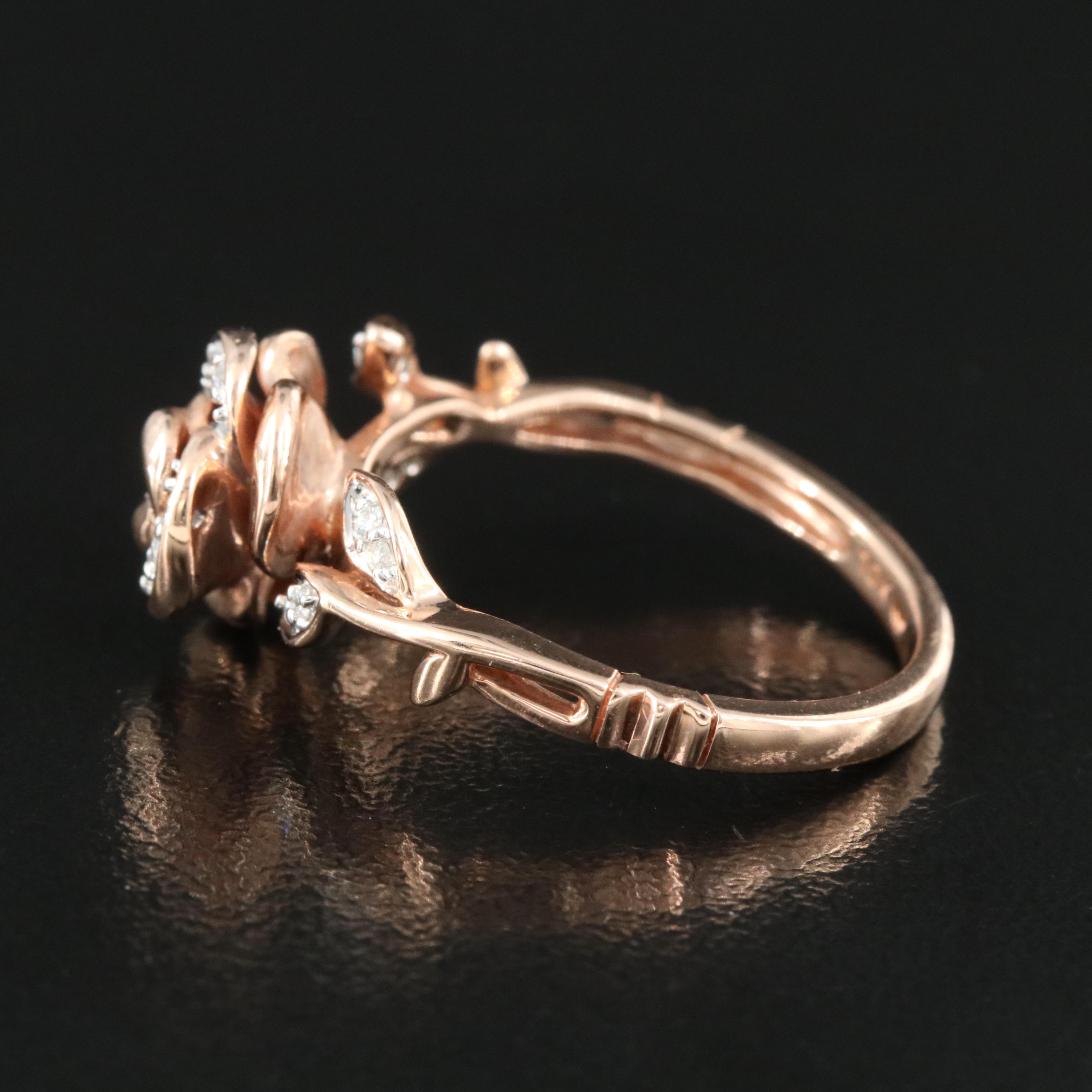 Enchanted Disney "Beauty and the Beast" 10K Rose Gold 0.10 CTW Diamond Rose Ring