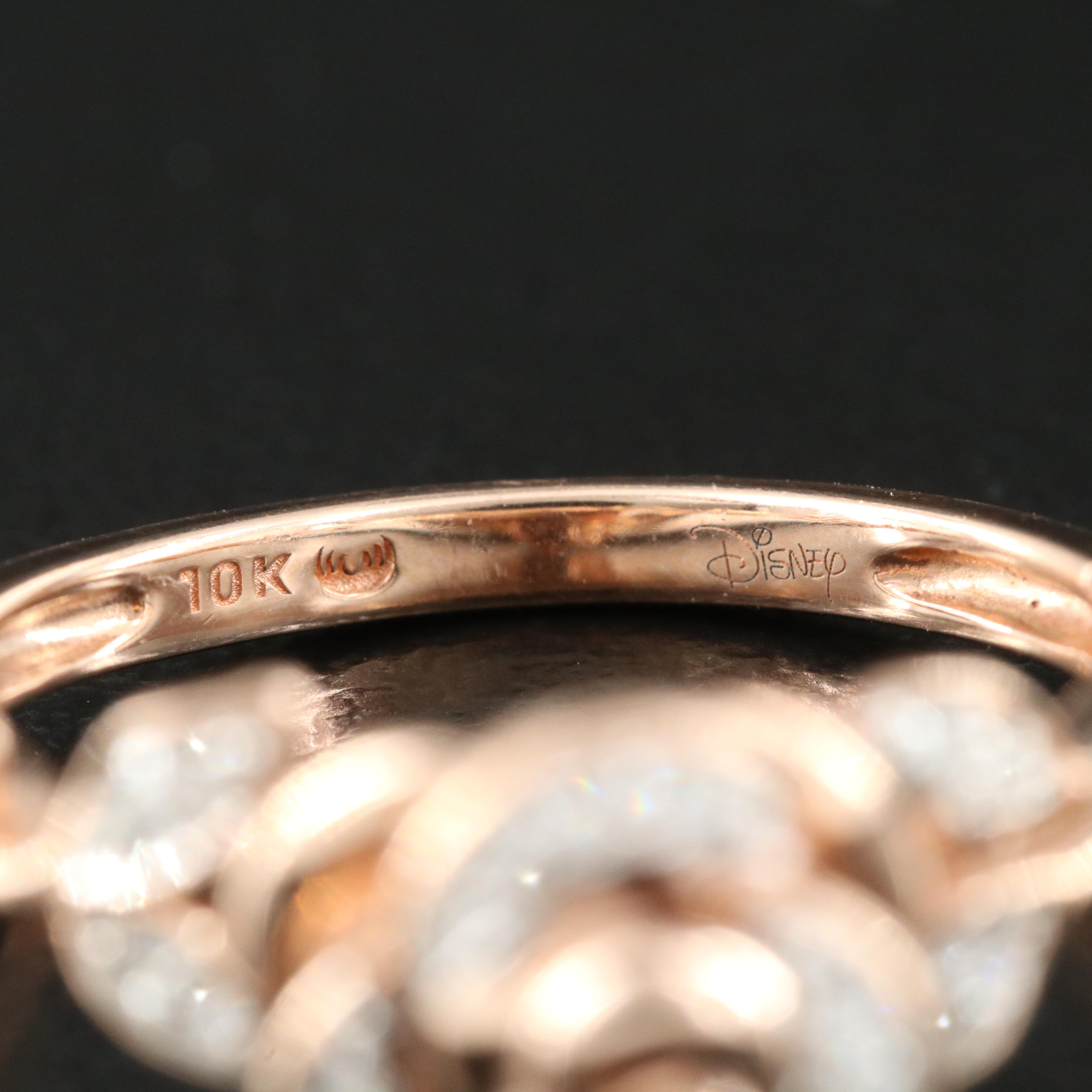 Enchanted Disney "Beauty and the Beast" 10K Rose Gold 0.10 CTW Diamond Rose Ring