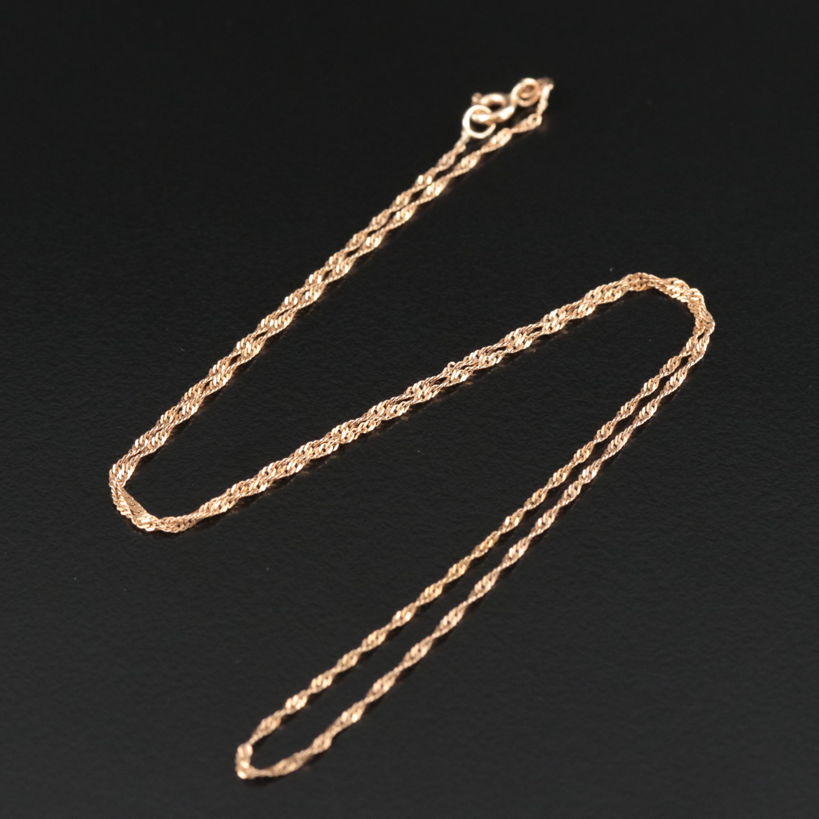 10K Twisted Herringbone Chain Necklace