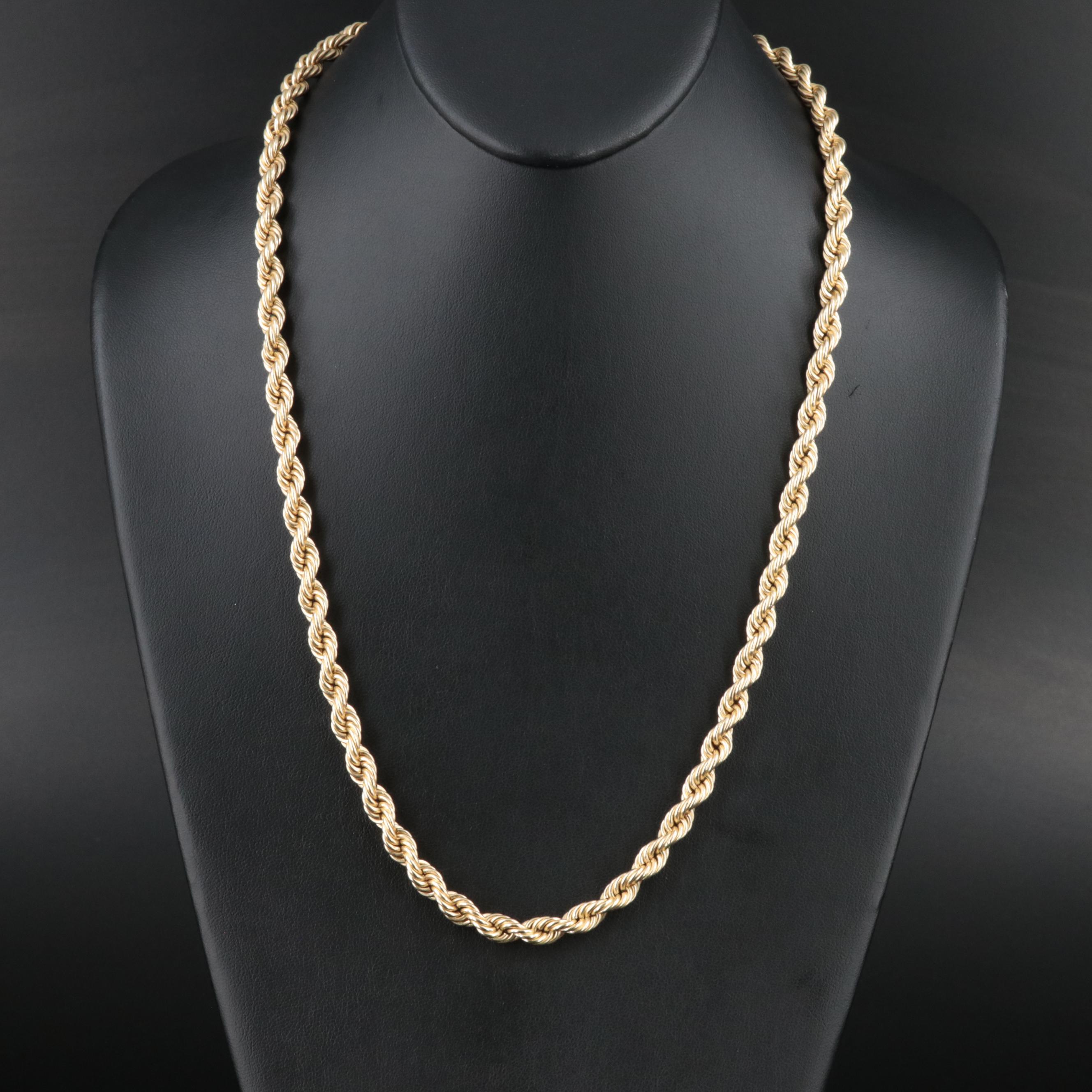 10K Braided Rope Chain Necklace