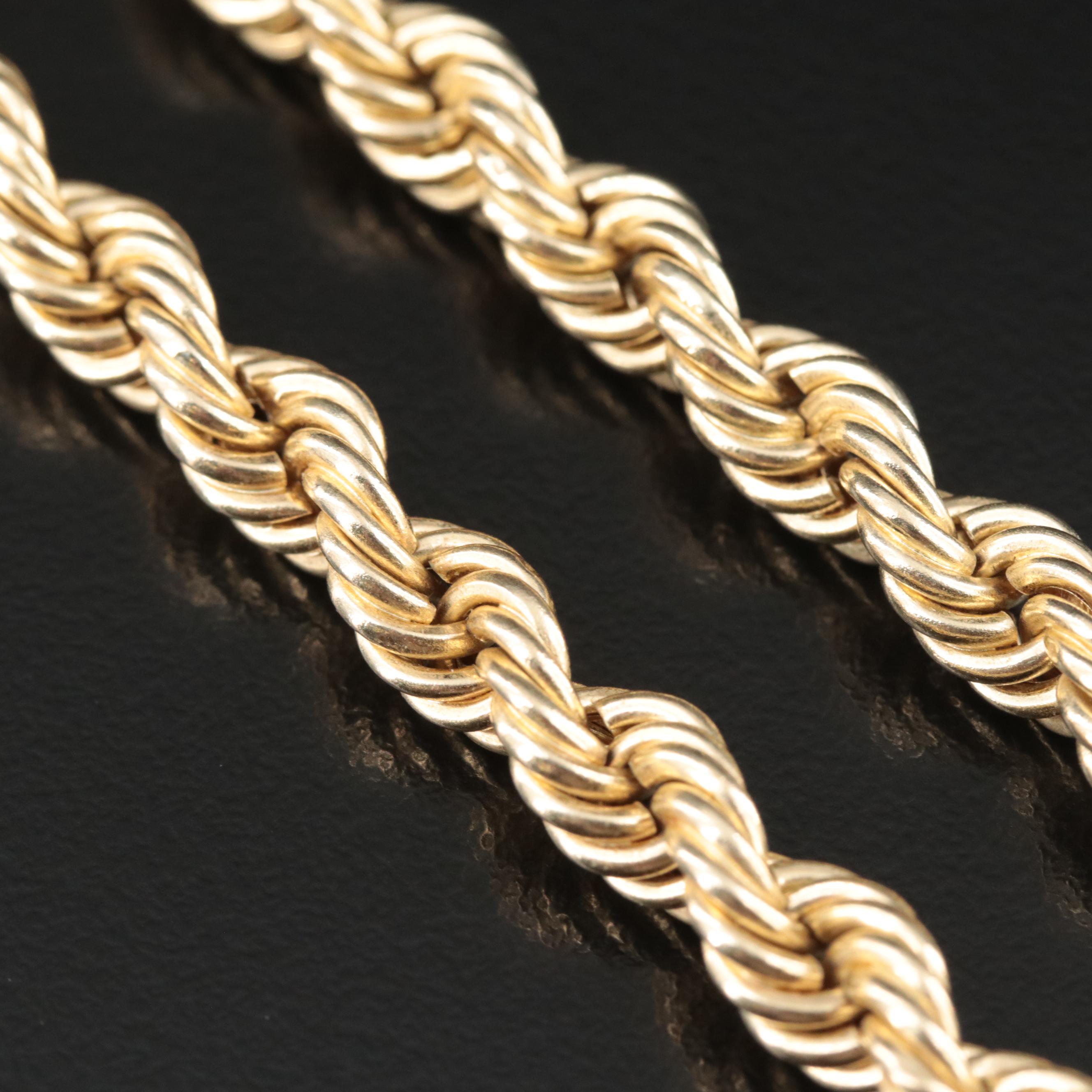 10K Braided Rope Chain Necklace