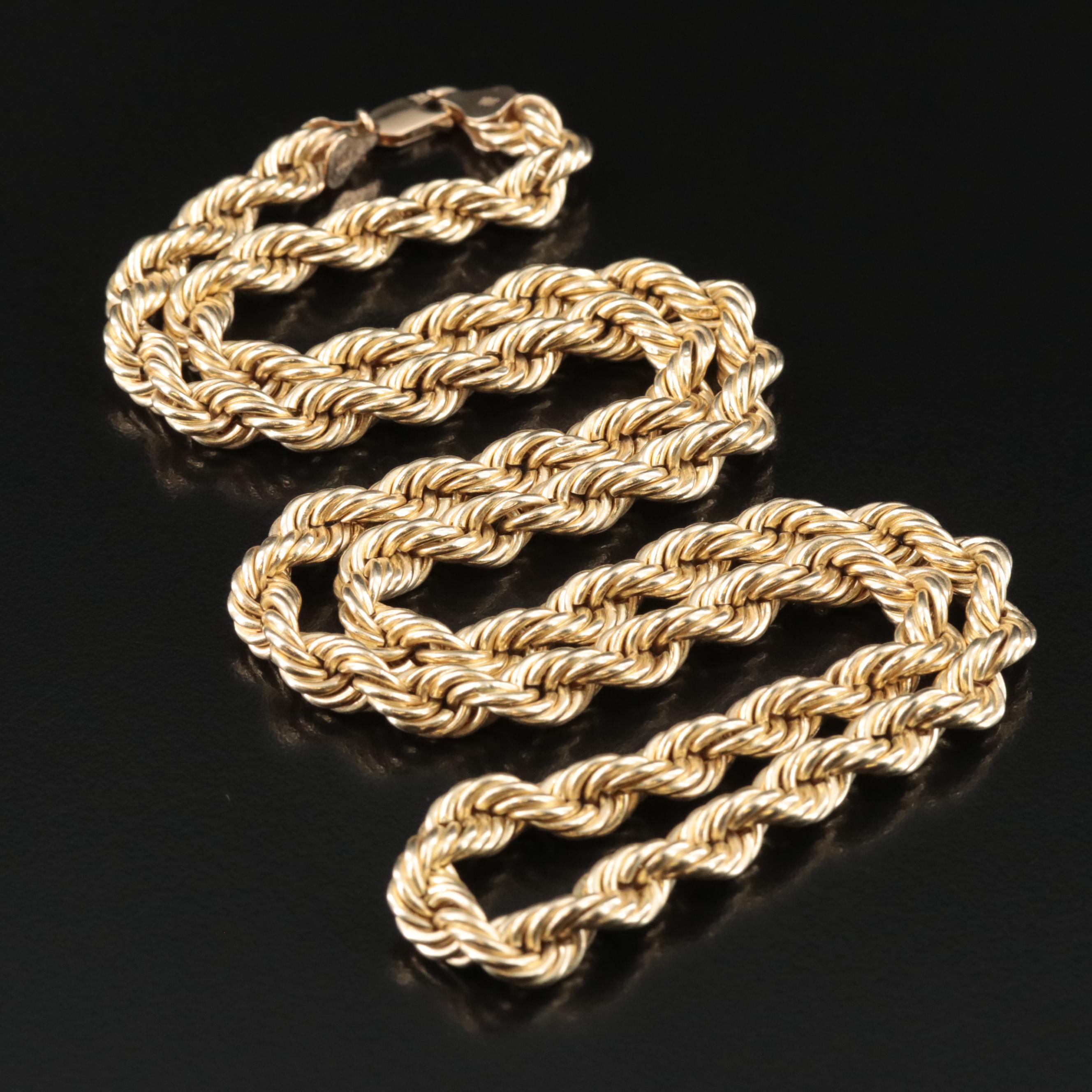 10K Braided Rope Chain Necklace
