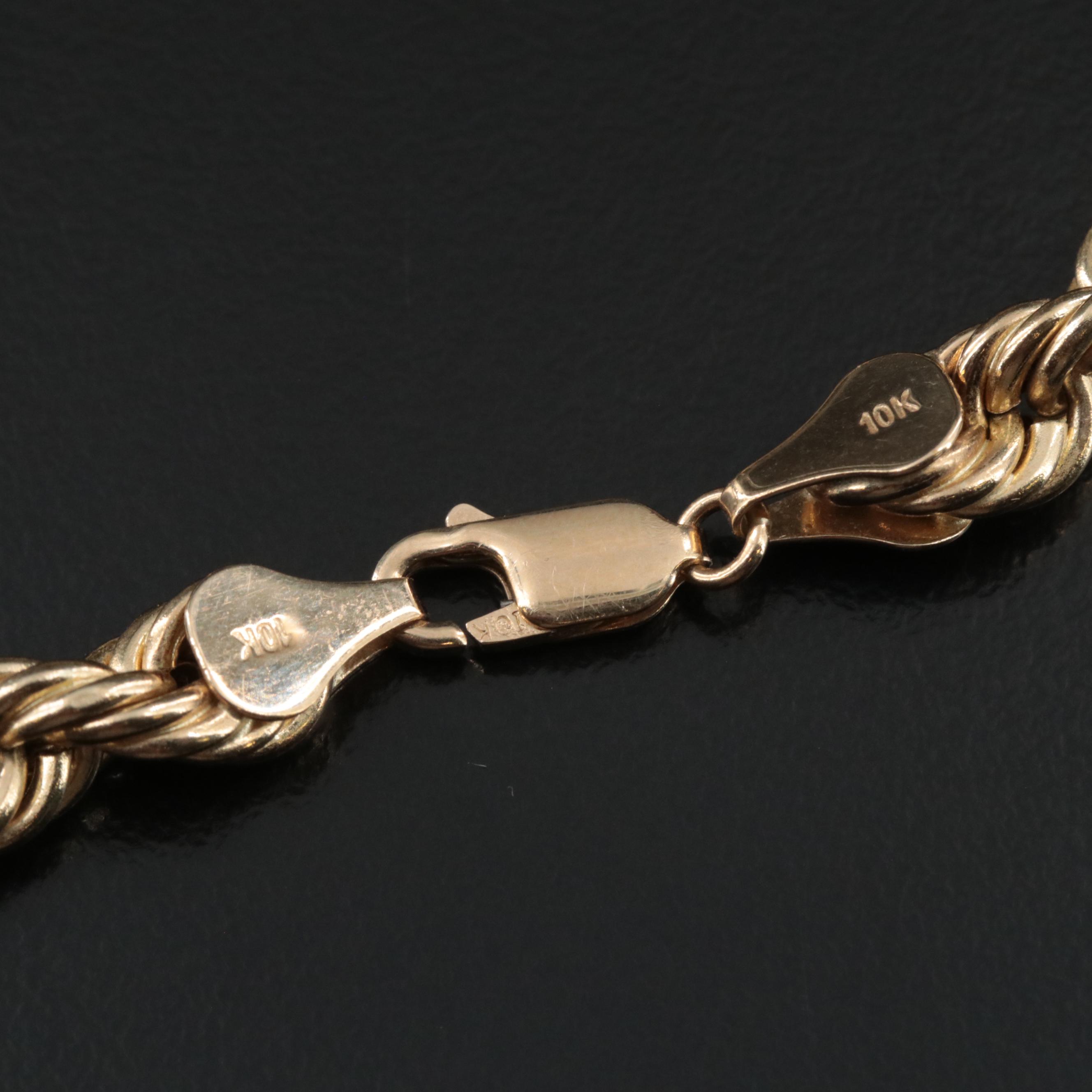 10K Braided Rope Chain Necklace