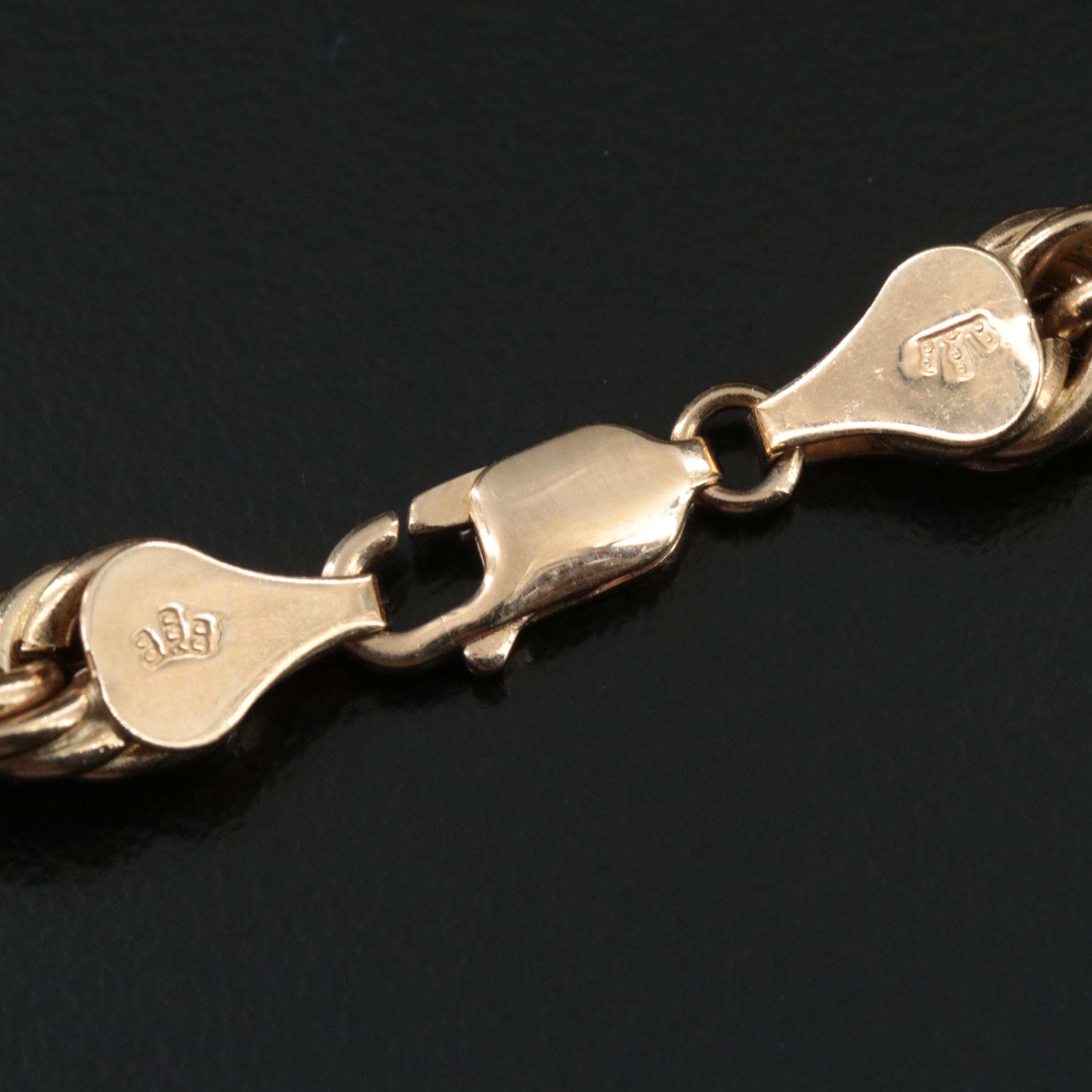 10K Braided Rope Chain Necklace