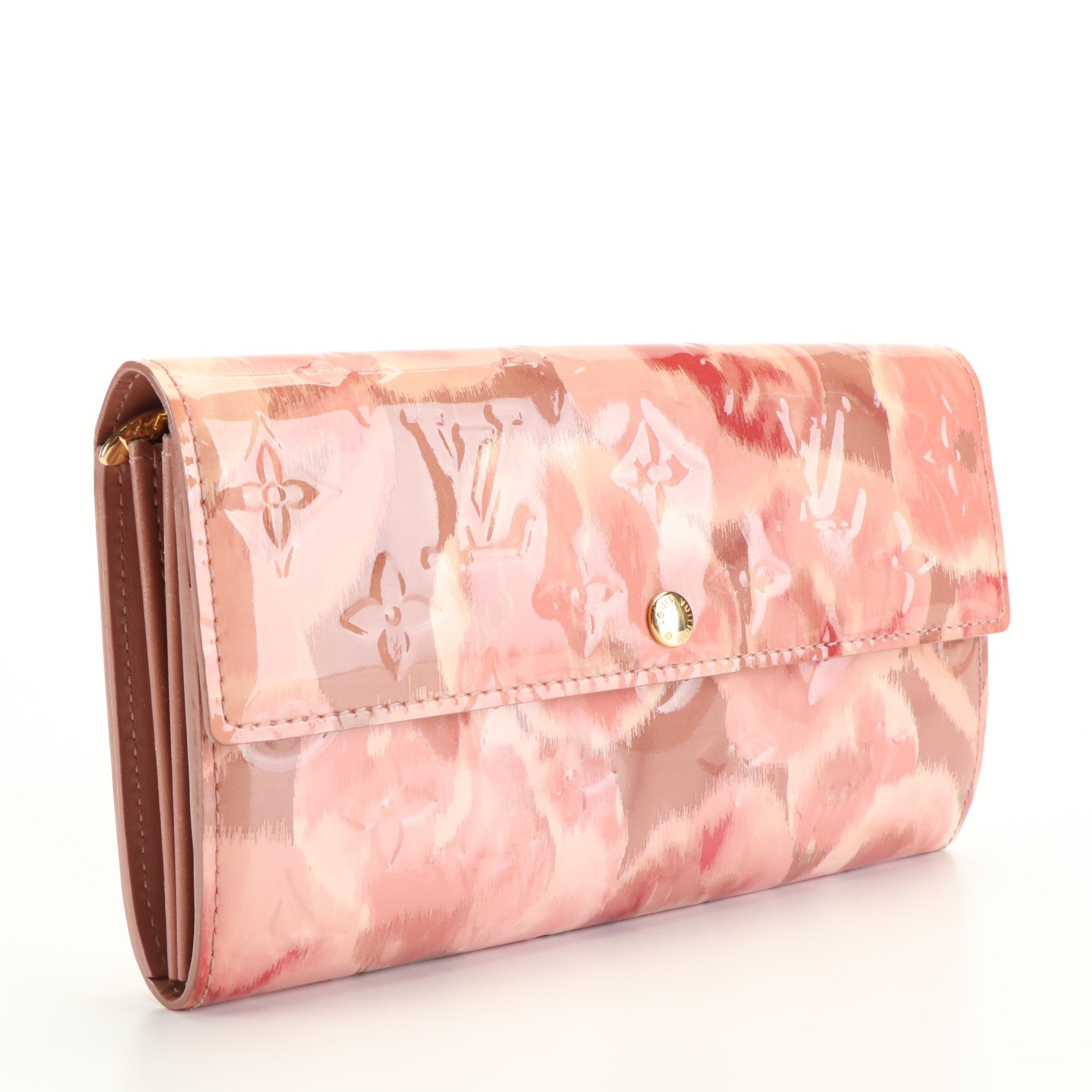 Louis Vuitton Rose Velours Monogram Vernis Ikat Limited Edition Sarah Wallet