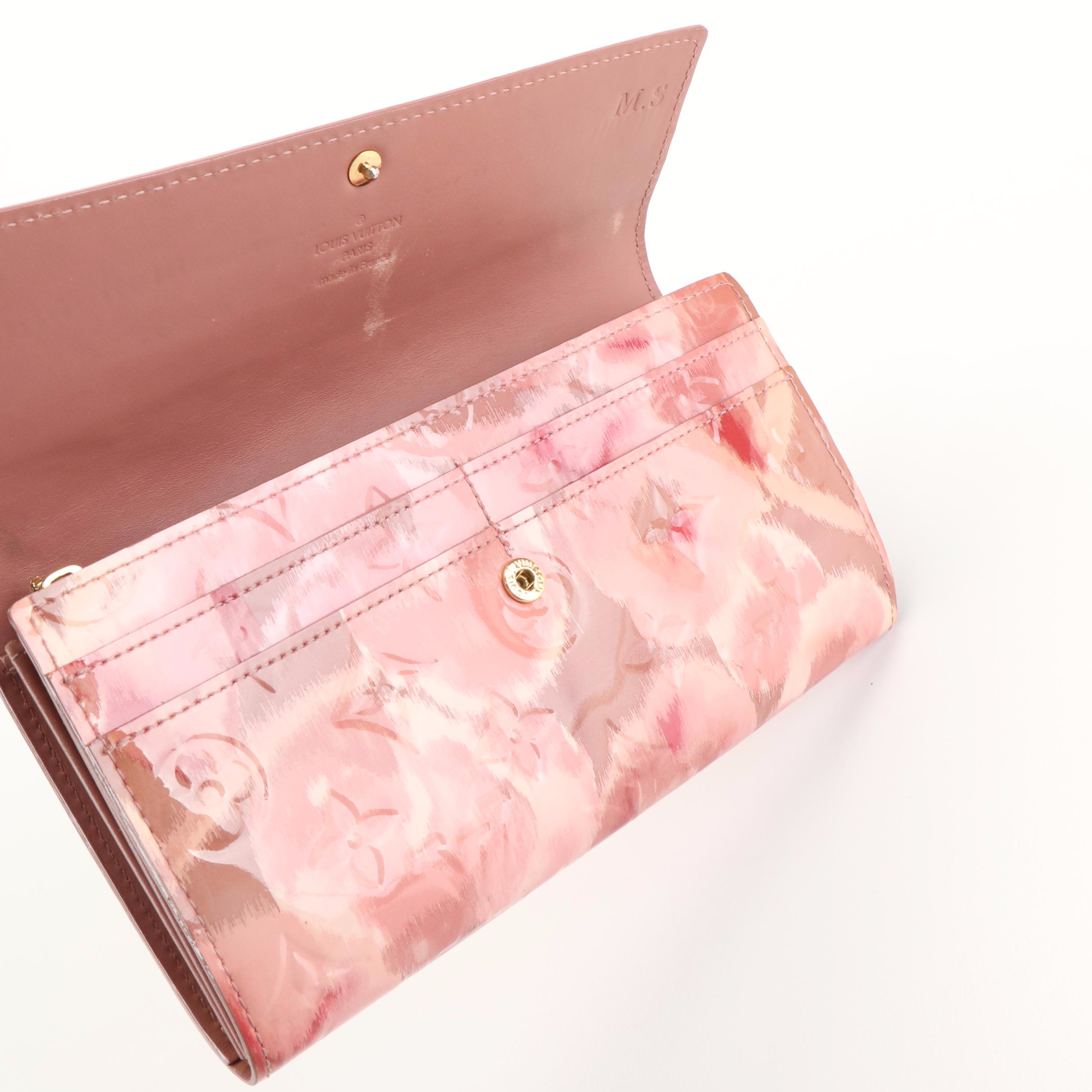 Louis Vuitton Rose Velours Monogram Vernis Ikat Limited Edition Sarah Wallet