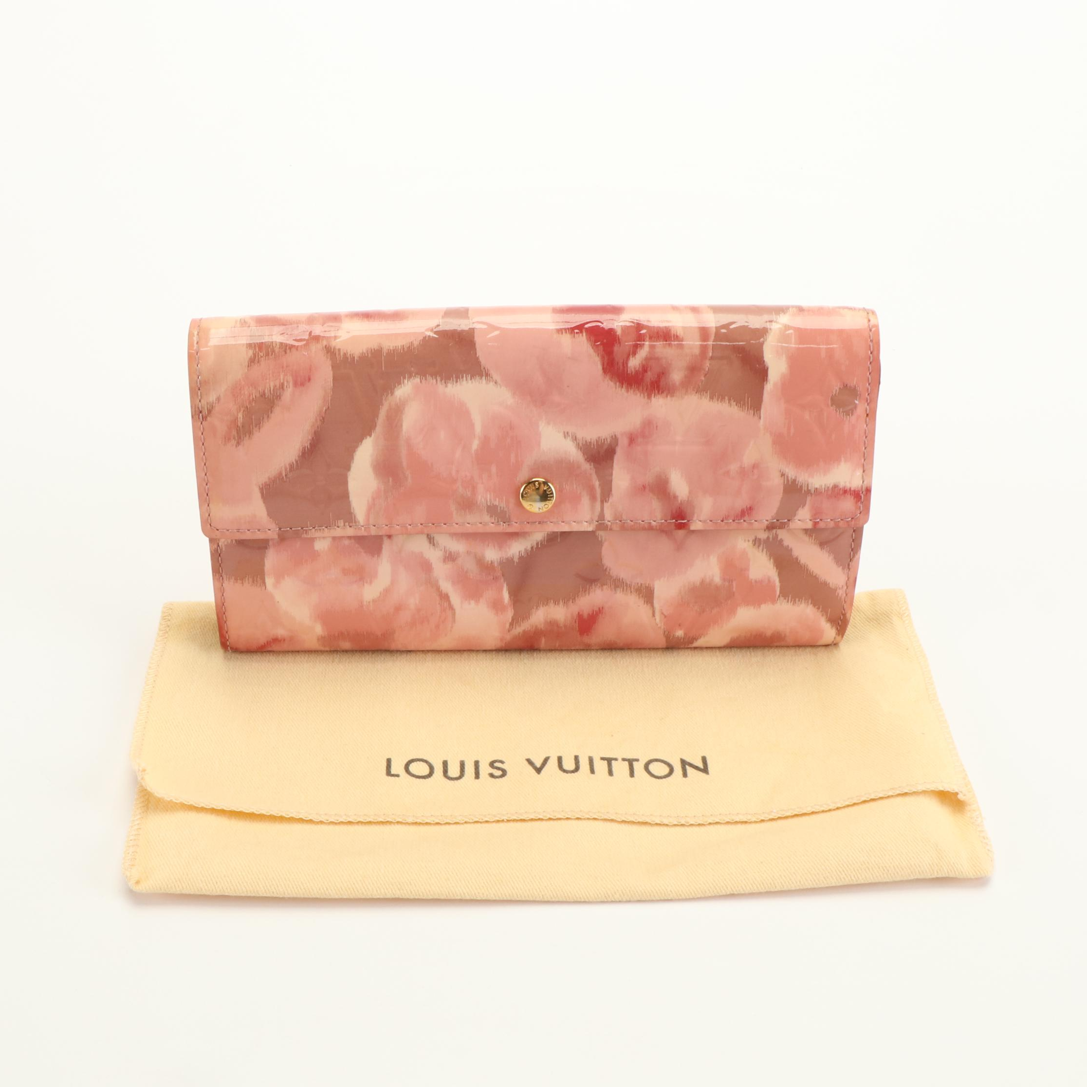 Louis Vuitton Rose Velours Monogram Vernis Ikat Limited Edition Sarah Wallet