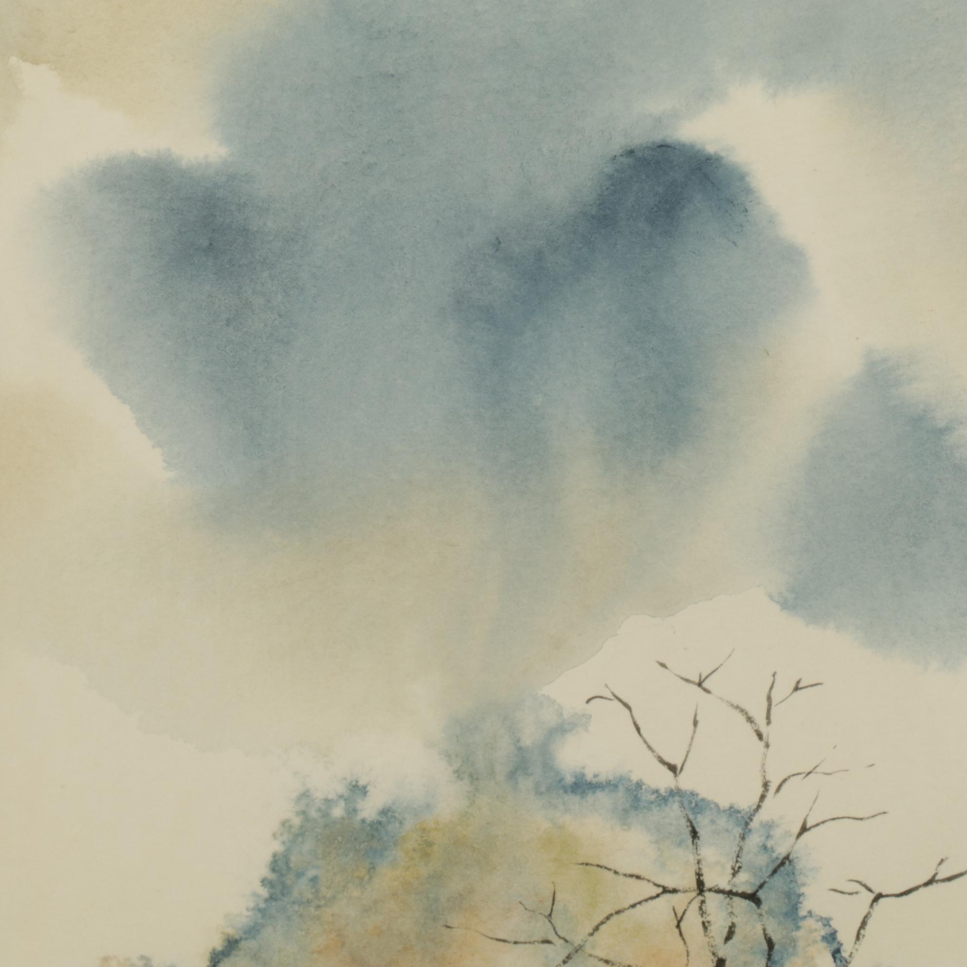 Charlene Winterle Olson Landscape Watercolor Painting, Late 20th Century