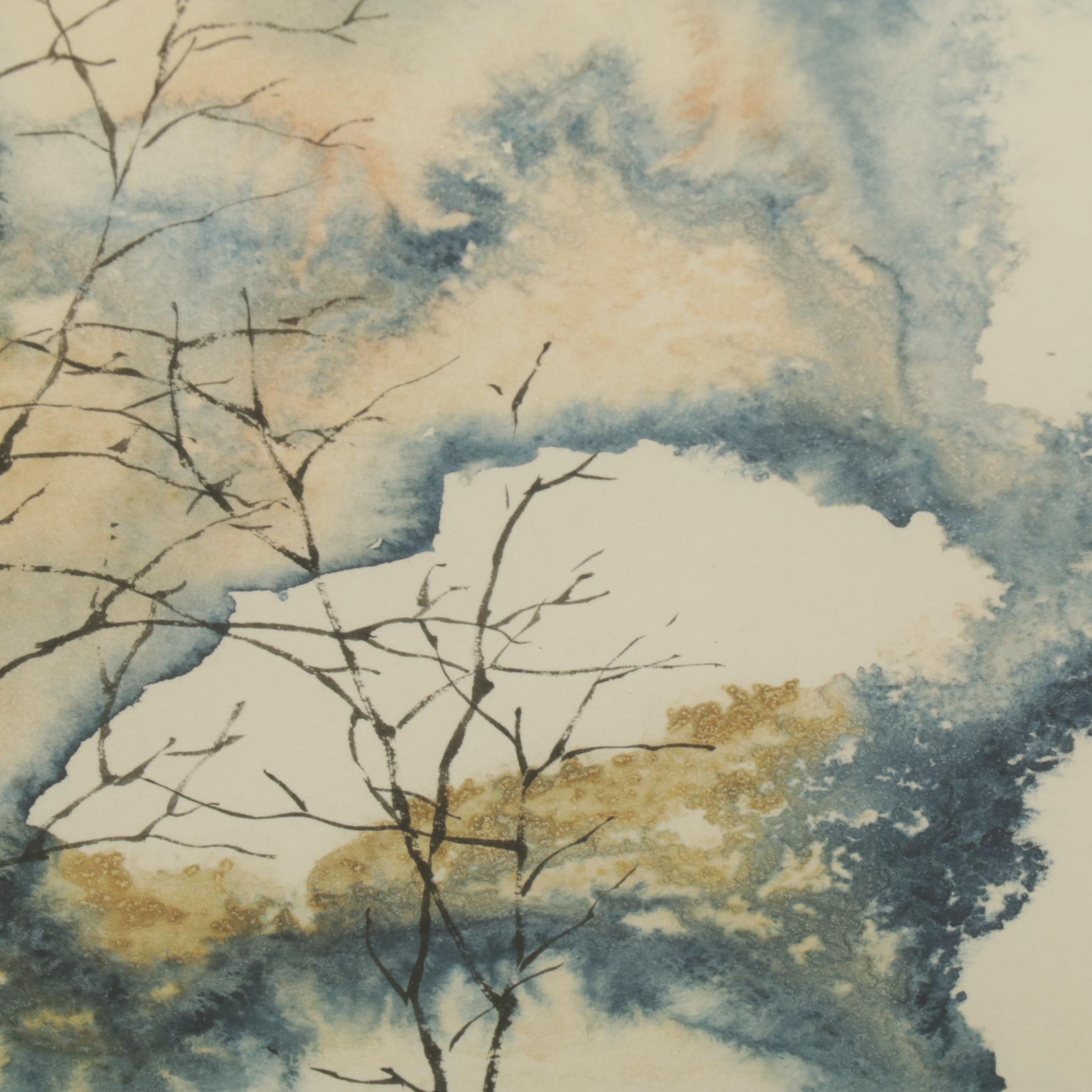 Charlene Winterle Olson Landscape Watercolor Painting, Late 20th Century