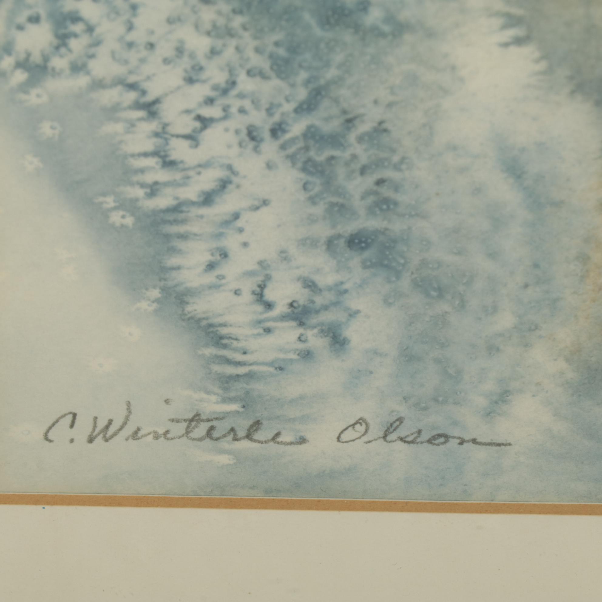 Charlene Winterle Olson Landscape Watercolor Painting, Late 20th Century