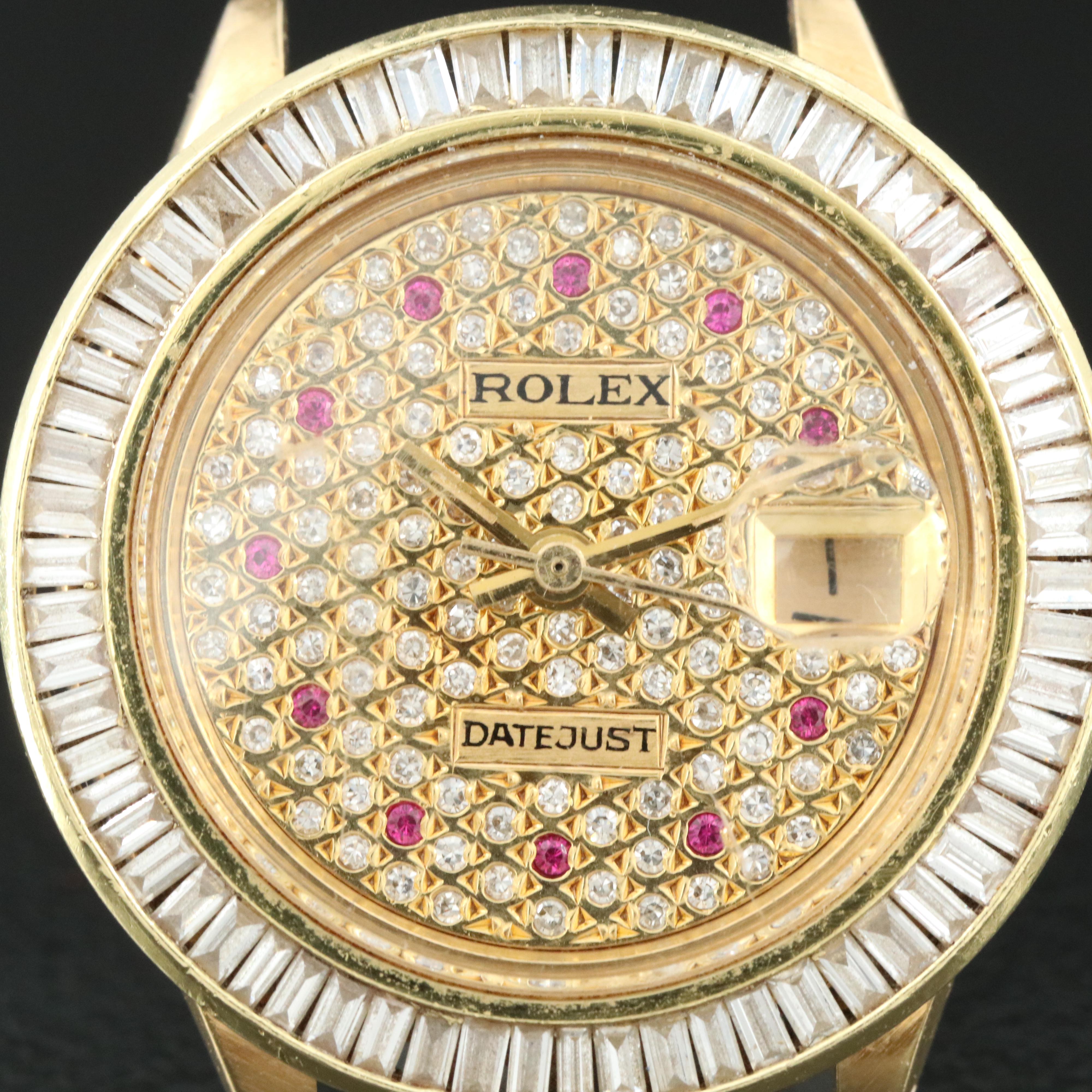1974 Rolex Custom 2.02 CTW Diamond and Ruby Dial and Bezel Datejust Watch