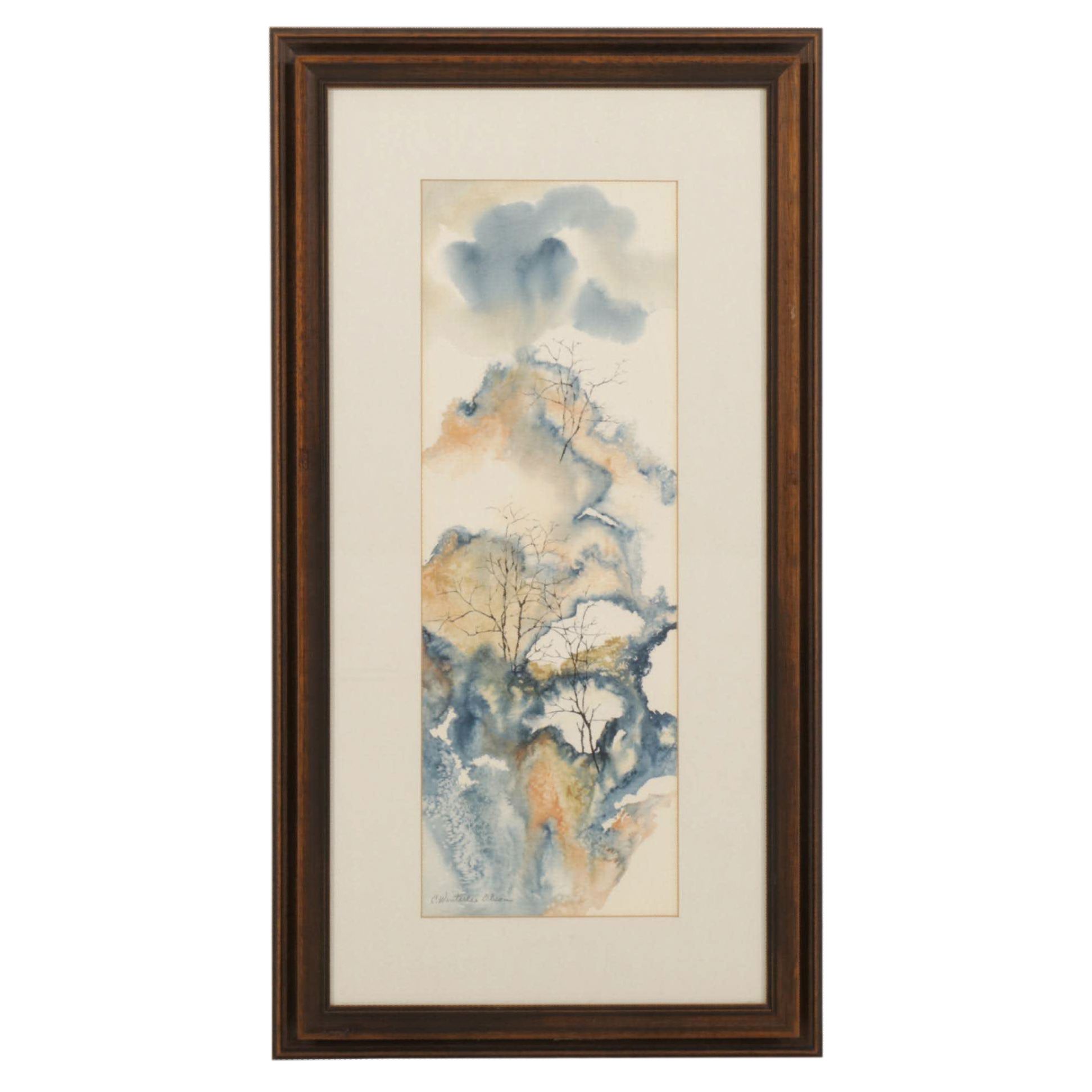 Charlene Winterle Olson Landscape Watercolor Painting, Late 20th Century
