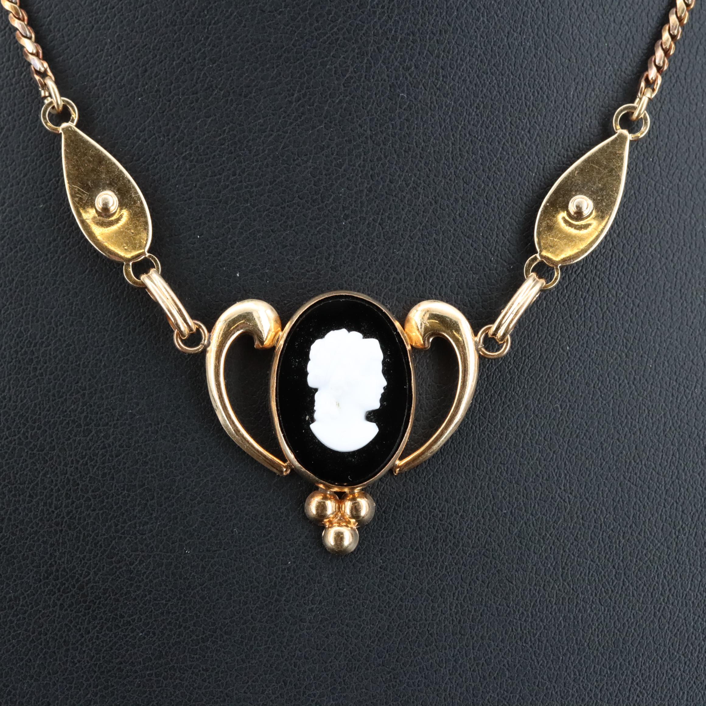 Vintage Van Dell Gold-Filled Cameo Necklace