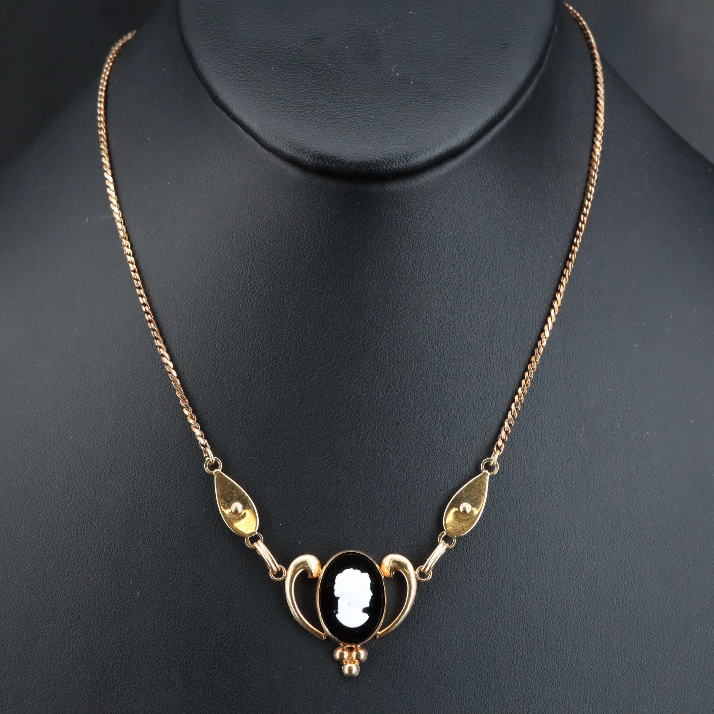 Vintage Van Dell Gold-Filled Cameo Necklace