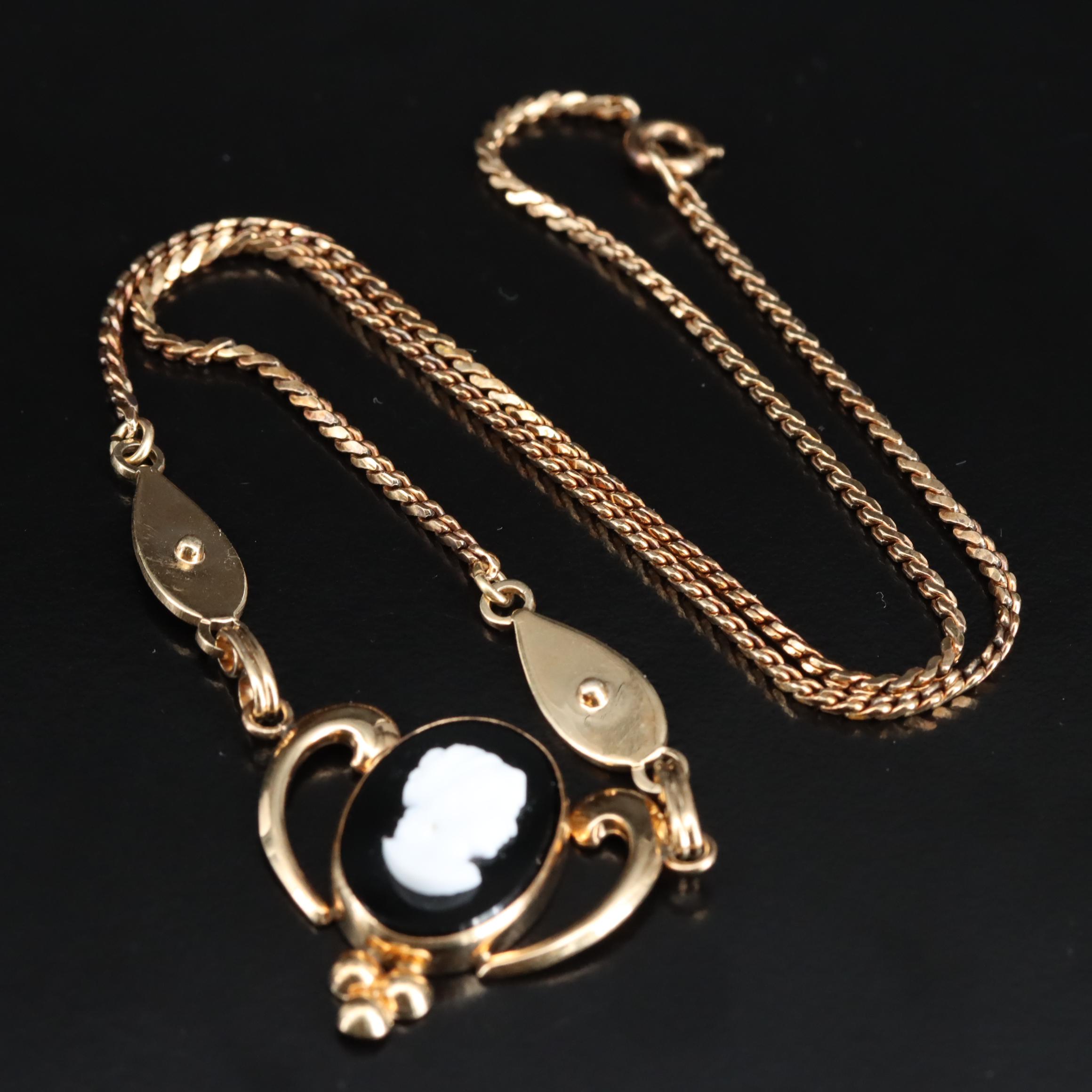 Vintage Van Dell Gold-Filled Cameo Necklace