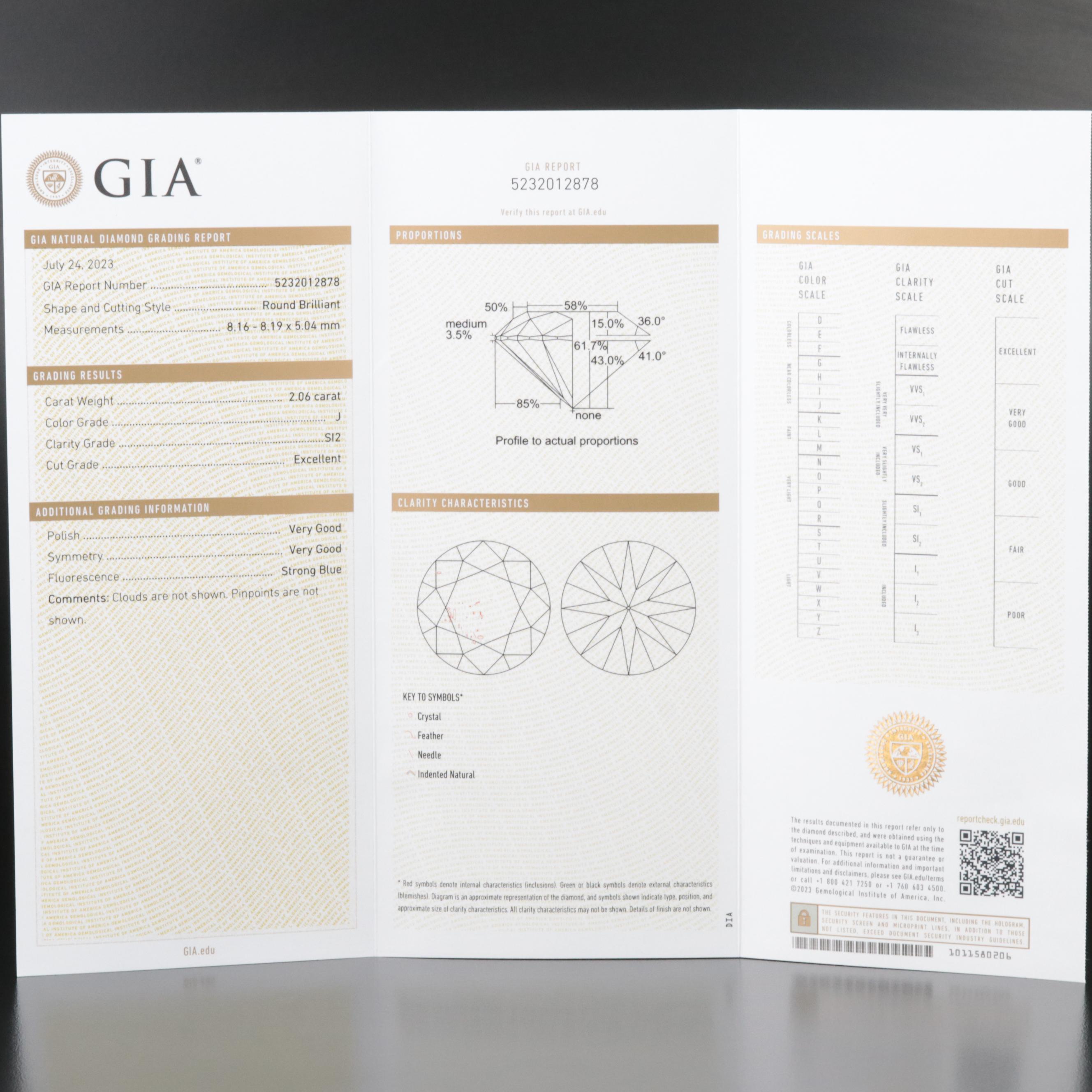 Loose 2.06 CT Diamond with GIA Report