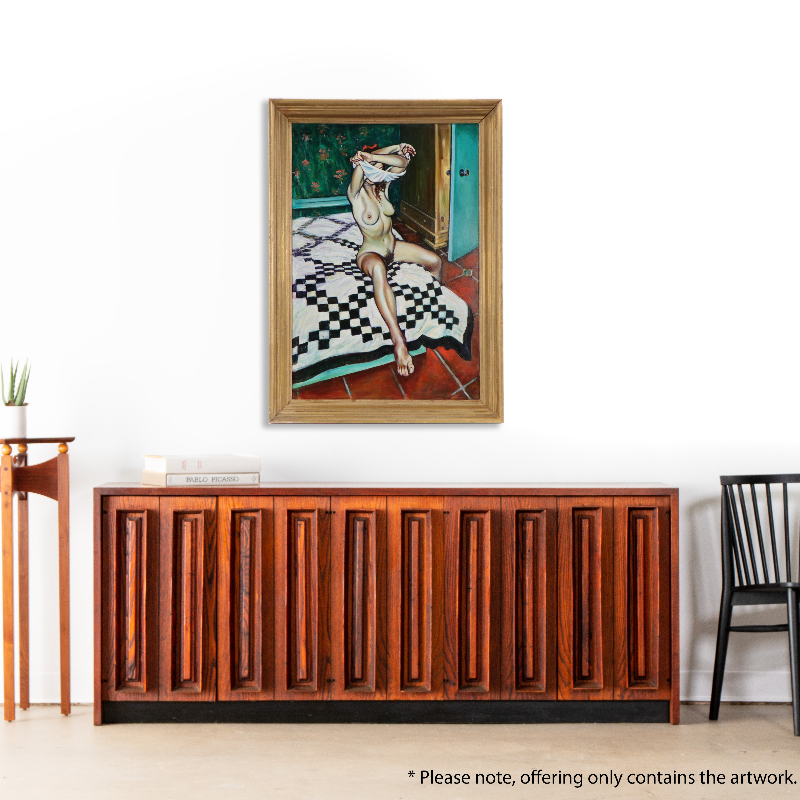 Philip Corley Figurative Oil Painting of Female Nude Undressing