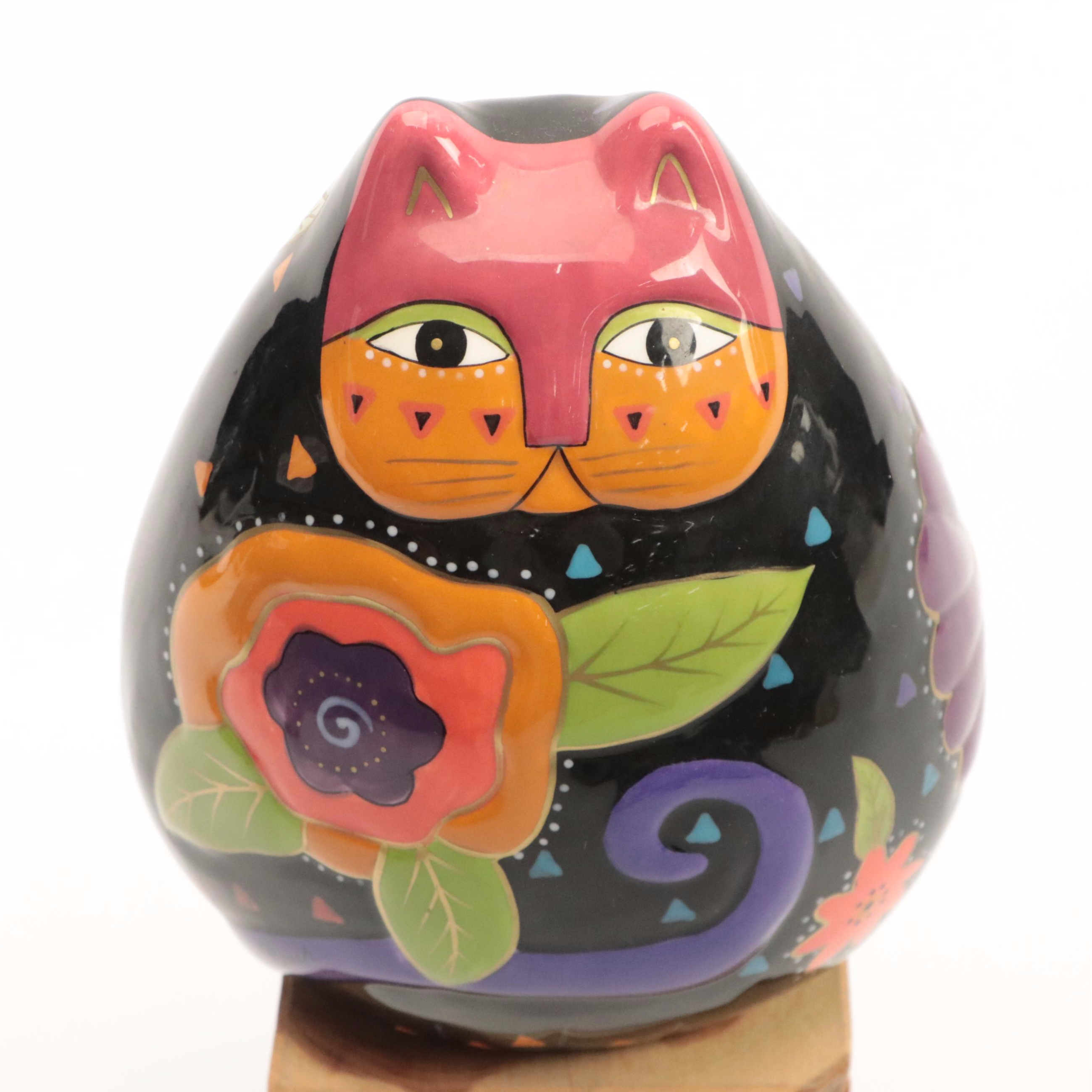 Bella Case by Ganz Ceramic Cat Figurine with Kenyan Carved Stone Cat Figurine