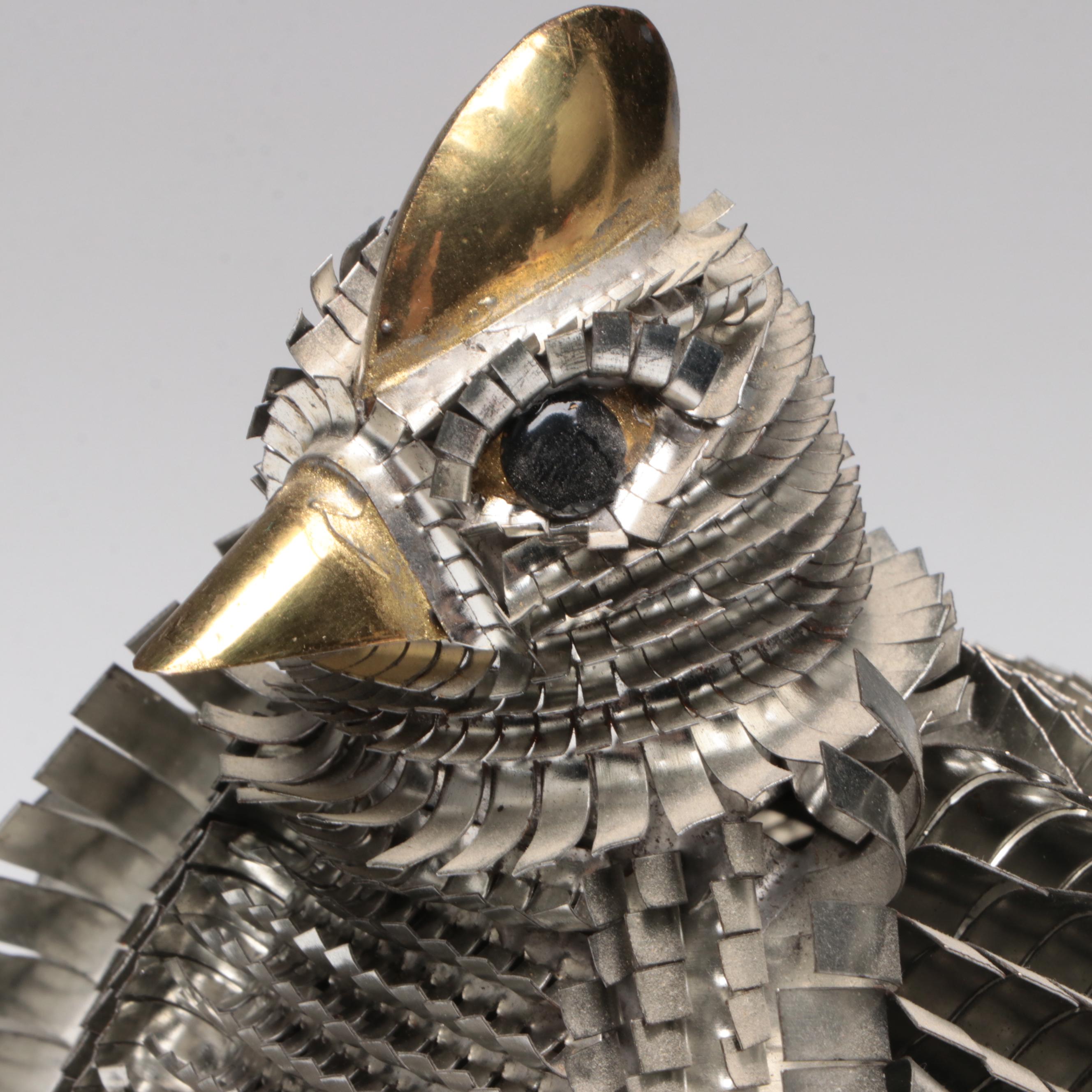 Brutalist Bustamante Style Mixed Metal Quail Figurines EBTH