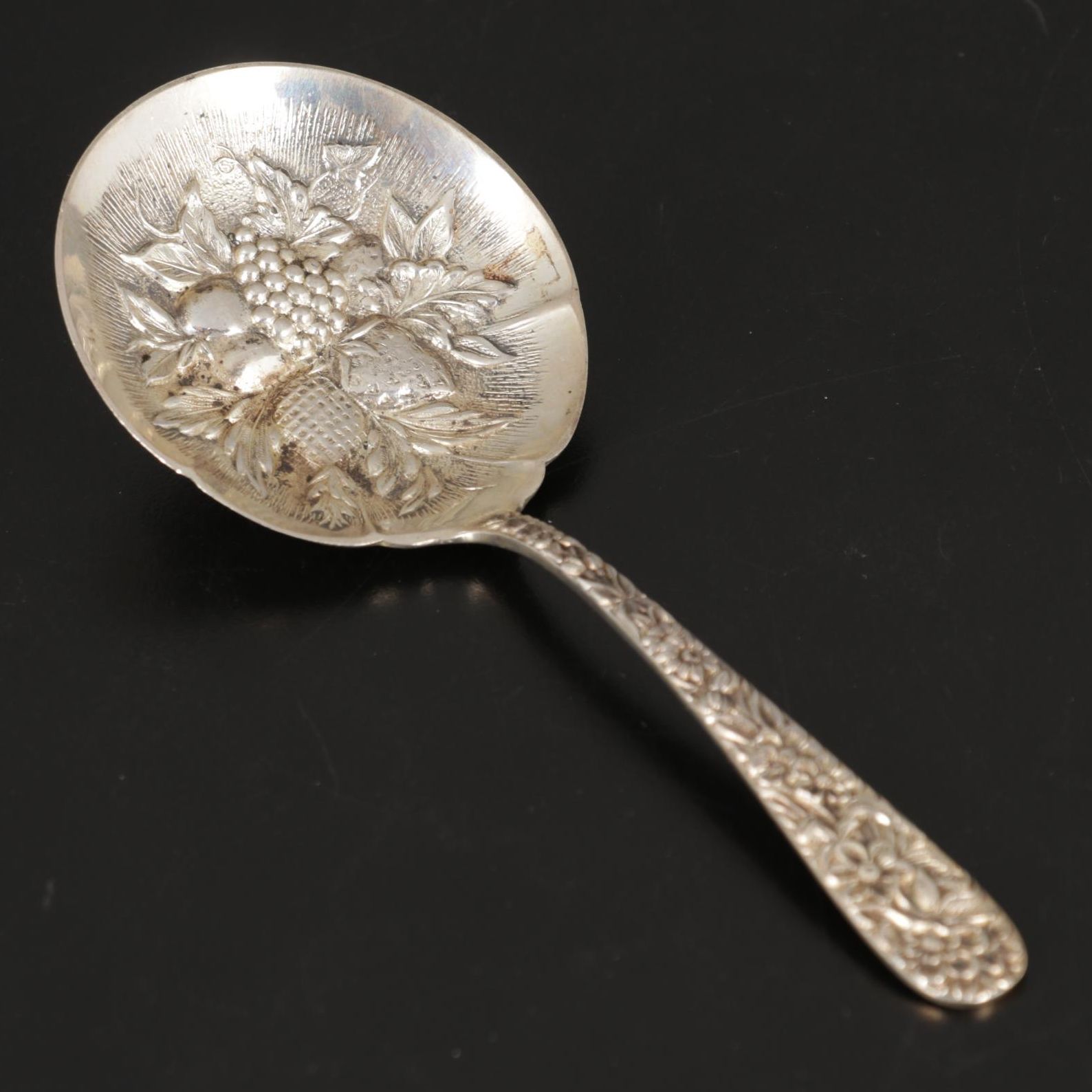 Sterling Silver S. Kirk & Son "Repousse" Bonbon Spoon, Mid to Late 20th Century