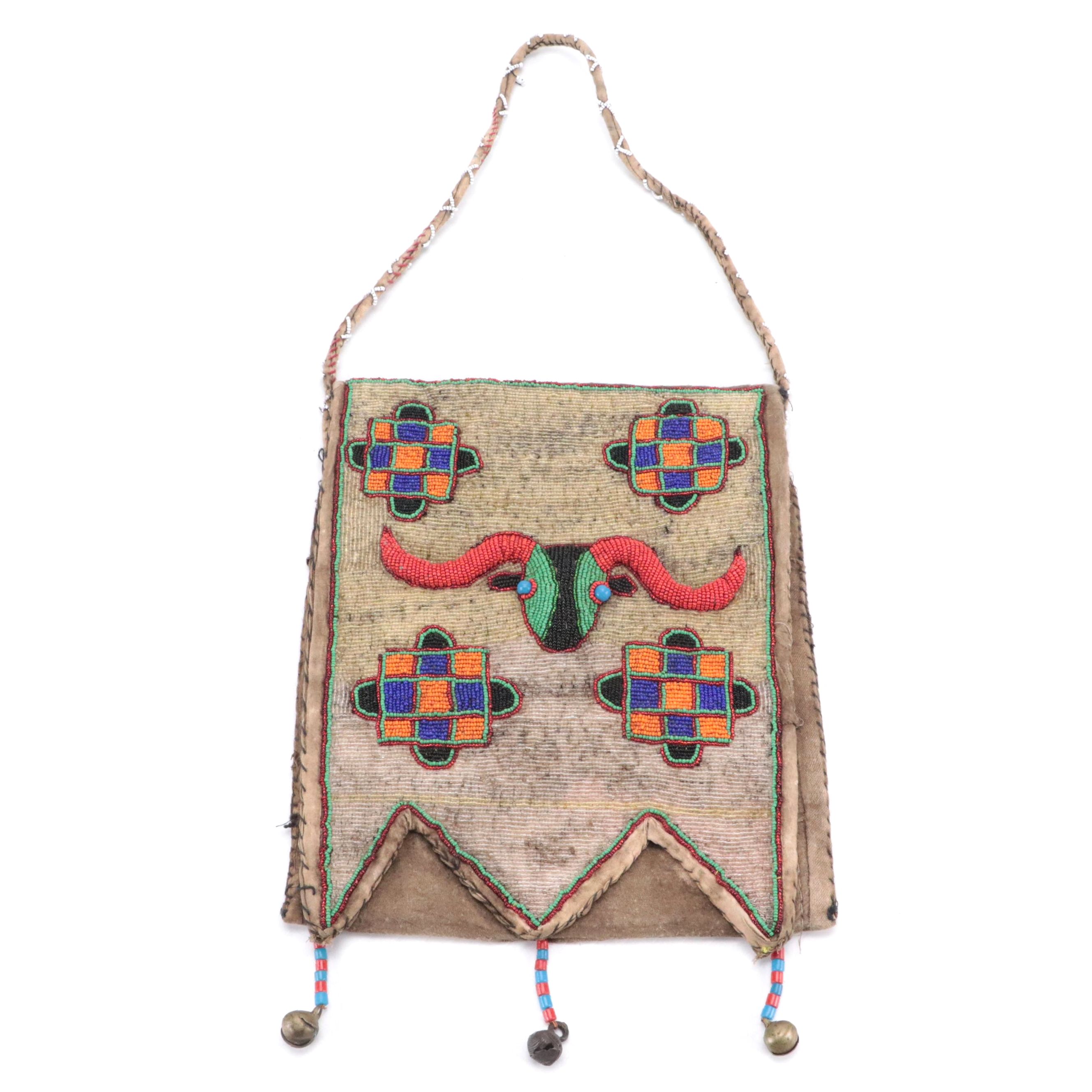 Yoruba African Beaded Fabric Divination Bag