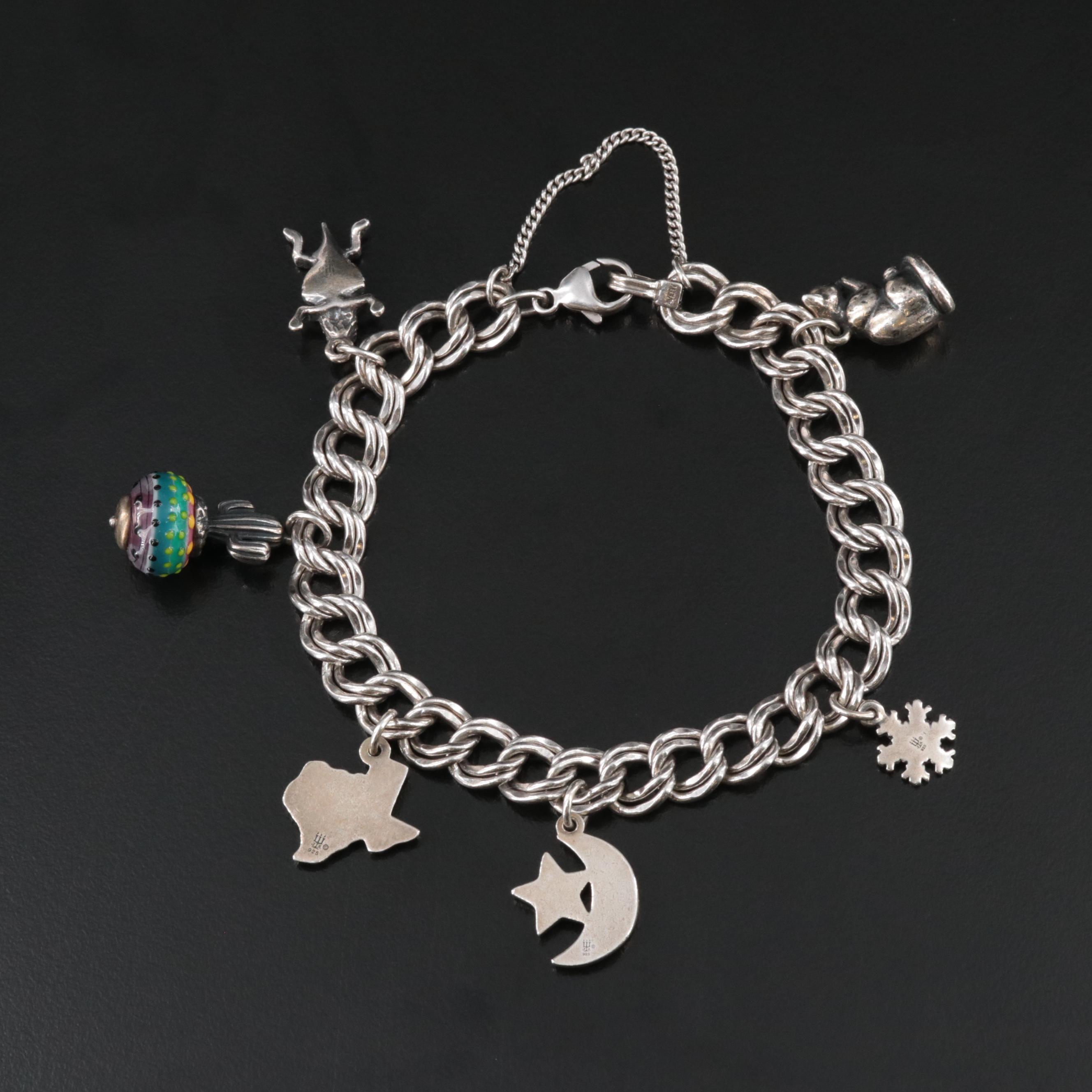 James Avery Charm Bracelet Featuring "Whataburger" and Cactus